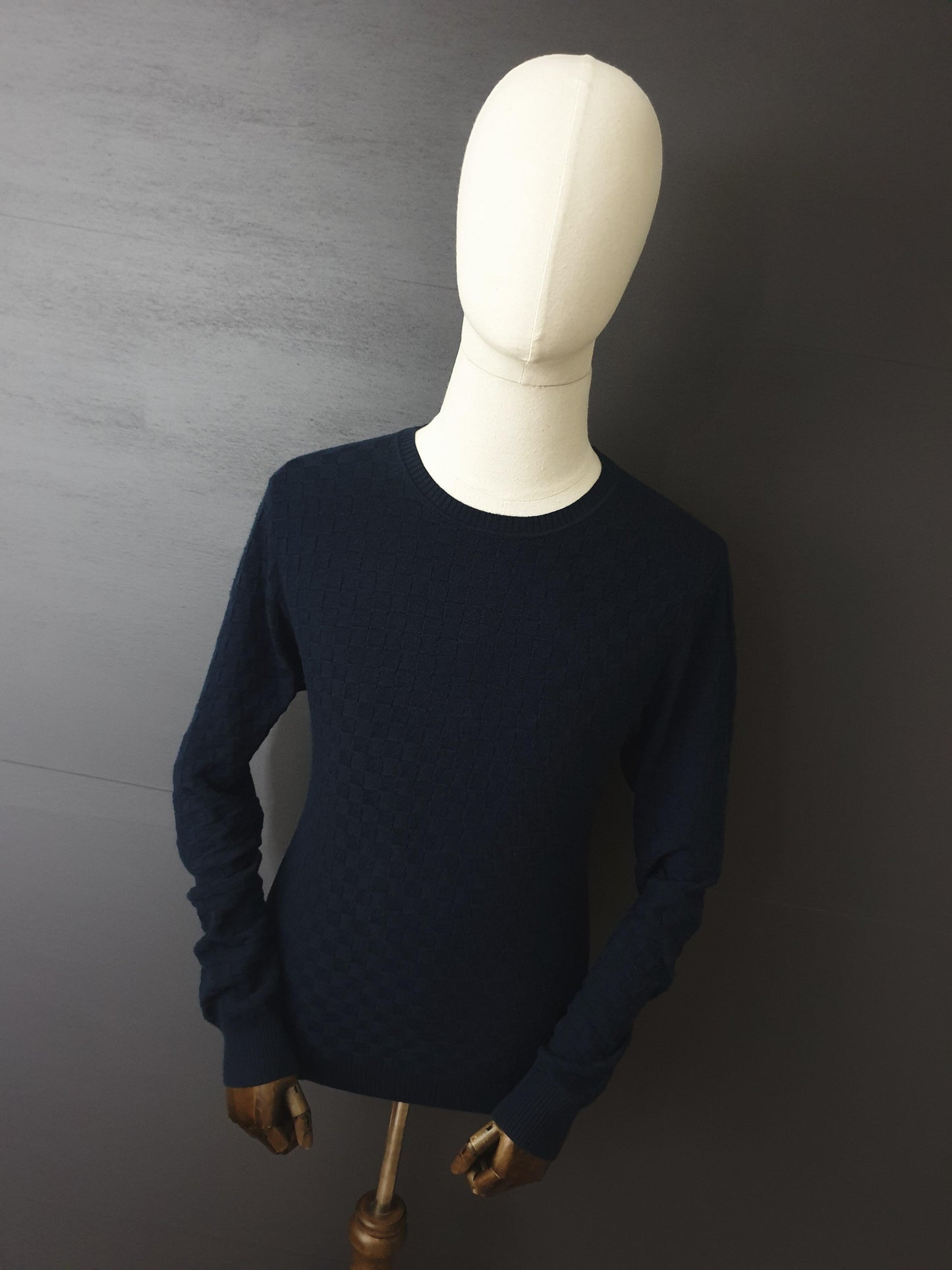 LOUIS VUITTON Damier Crew Knit Sweater in Dark Night Blue