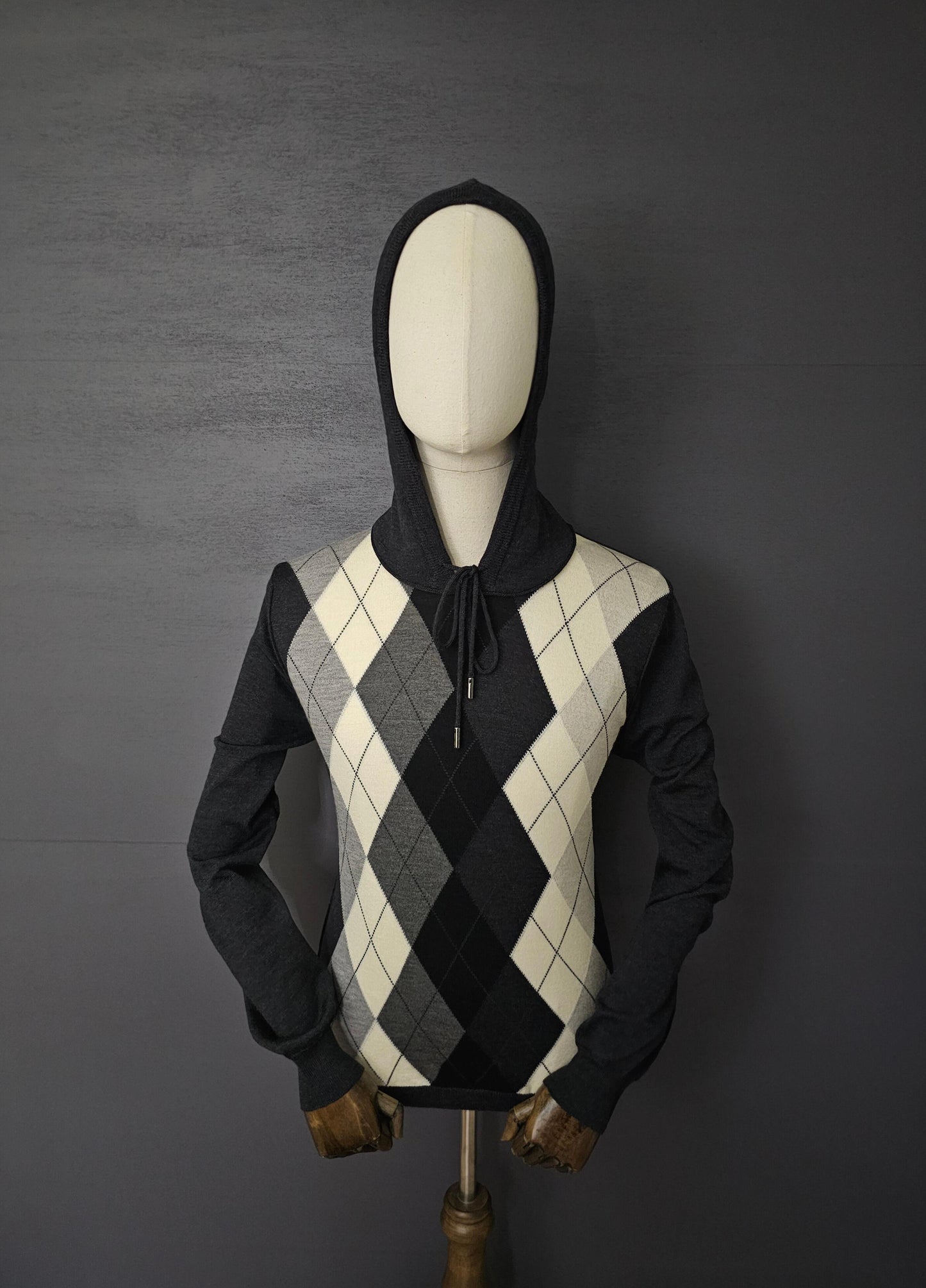 DOLCE & GABBANA Fine Wool Checkered Knit Hoodie