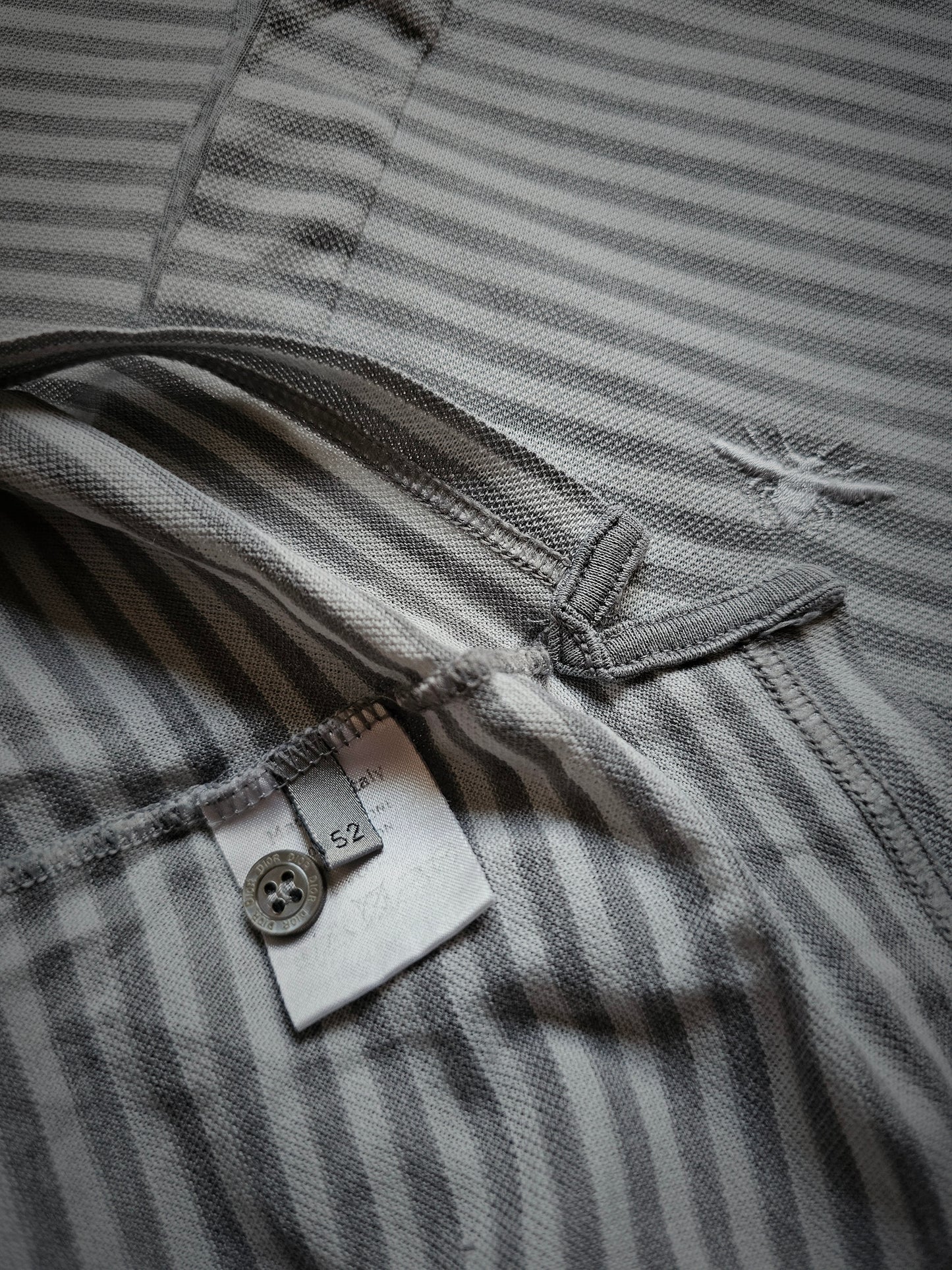 DIOR Stiped Long-Sleeve Polo with Bee Embroidery