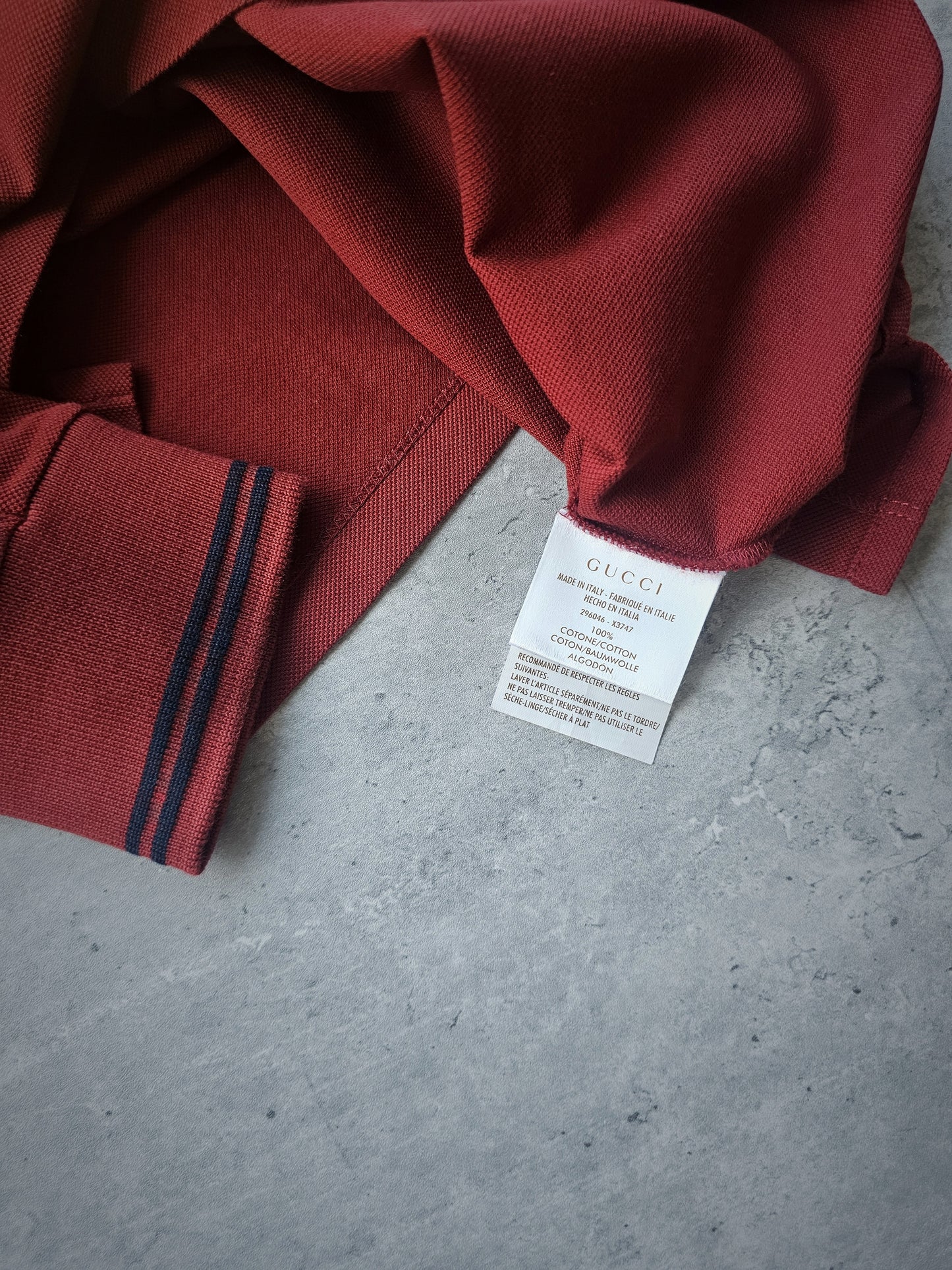 GUCCI Cotton-Jersey Long Sleeve Polo Shirt