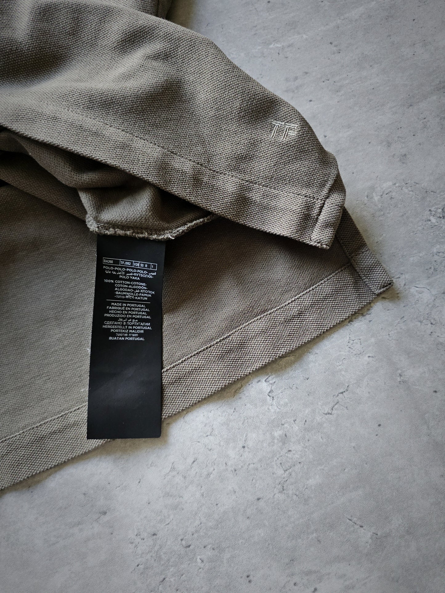 TOM FORD TF Garment-Dyed Cotton Khaki Polo Shirt