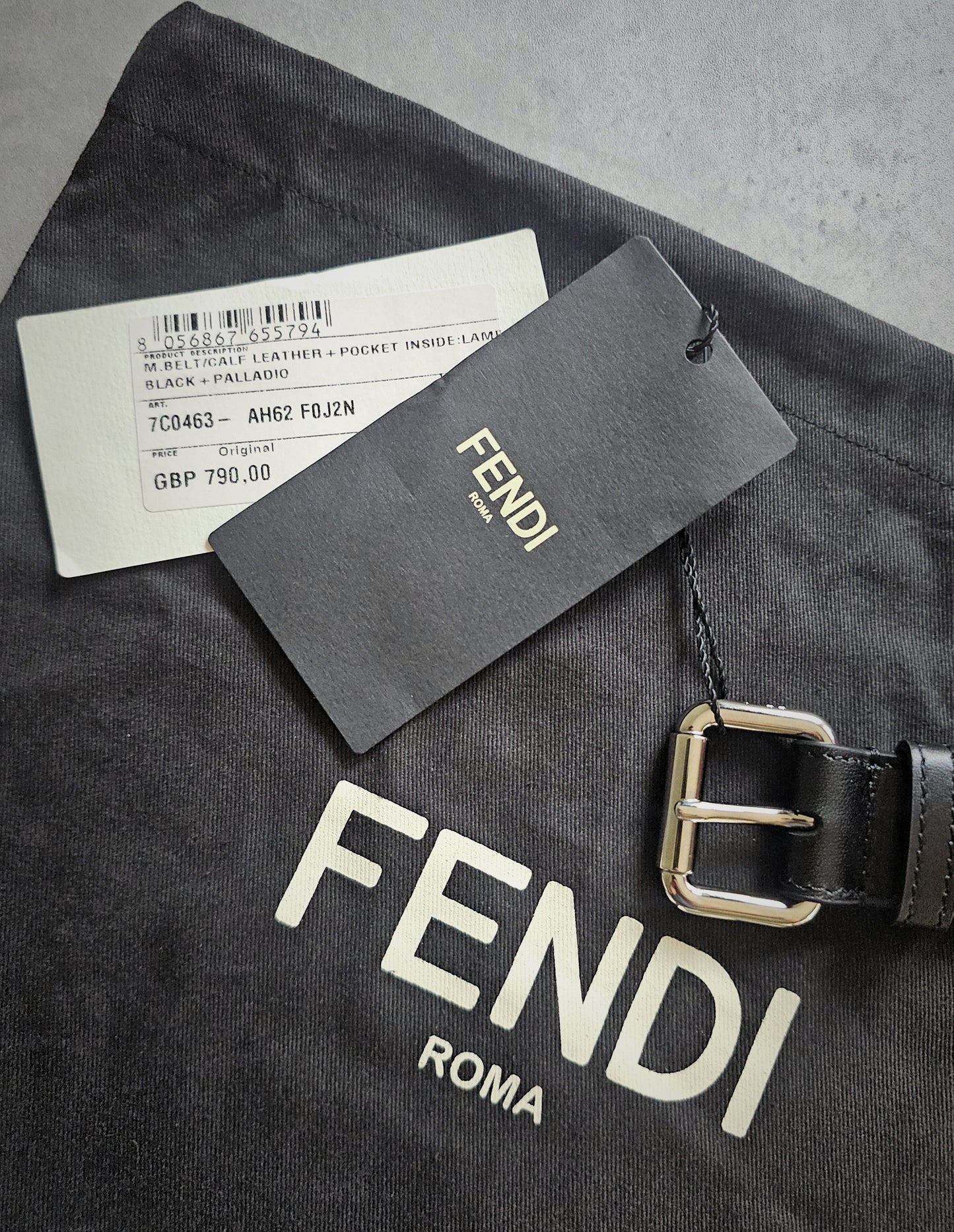 FENDI Vitello Glacier Utility Pouched Leather Belt