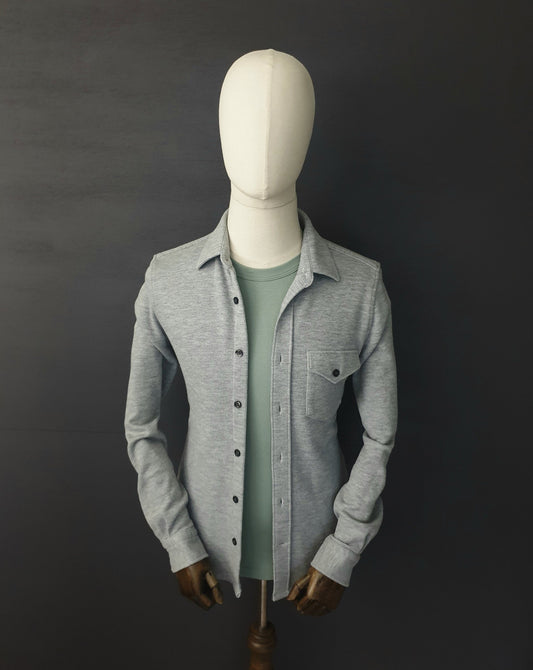 REISS Scott Cotton Blend Overshirt in Grey Melange