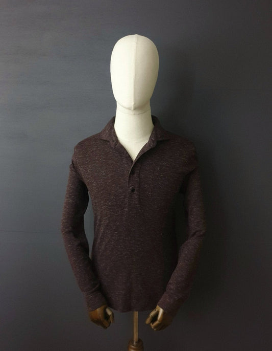 REISS Goa Long Sleeve Cotton Polo Shirt in Burgundy