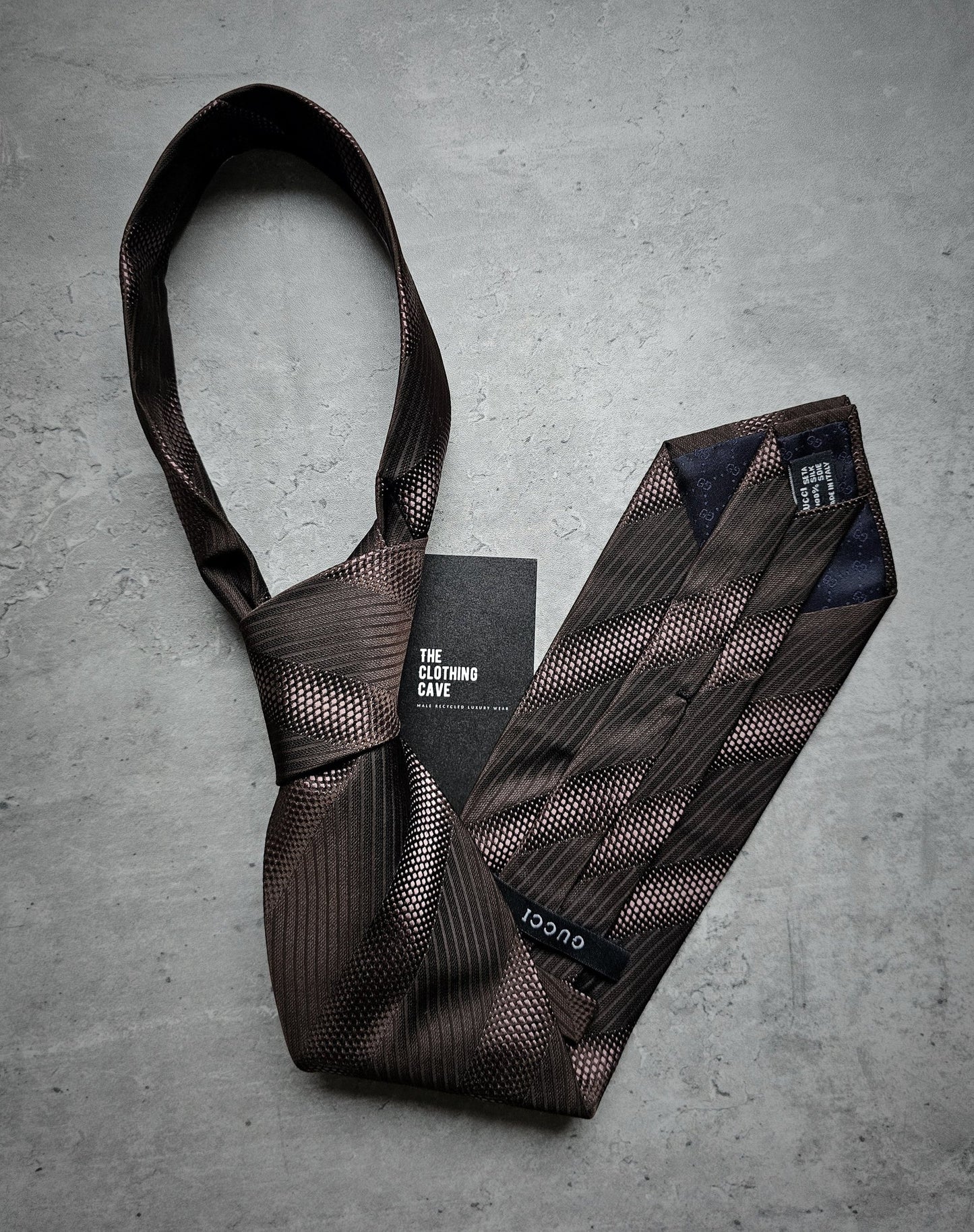GUCCI Monogrammed Striped Silk Tie