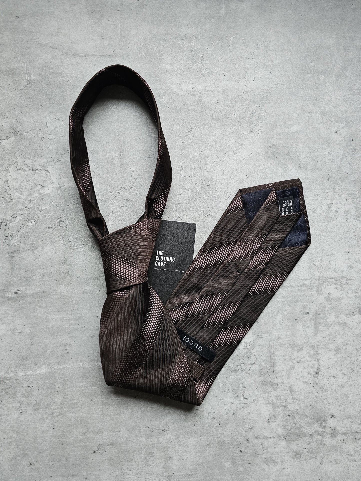 GUCCI Monogrammed Striped Silk Tie