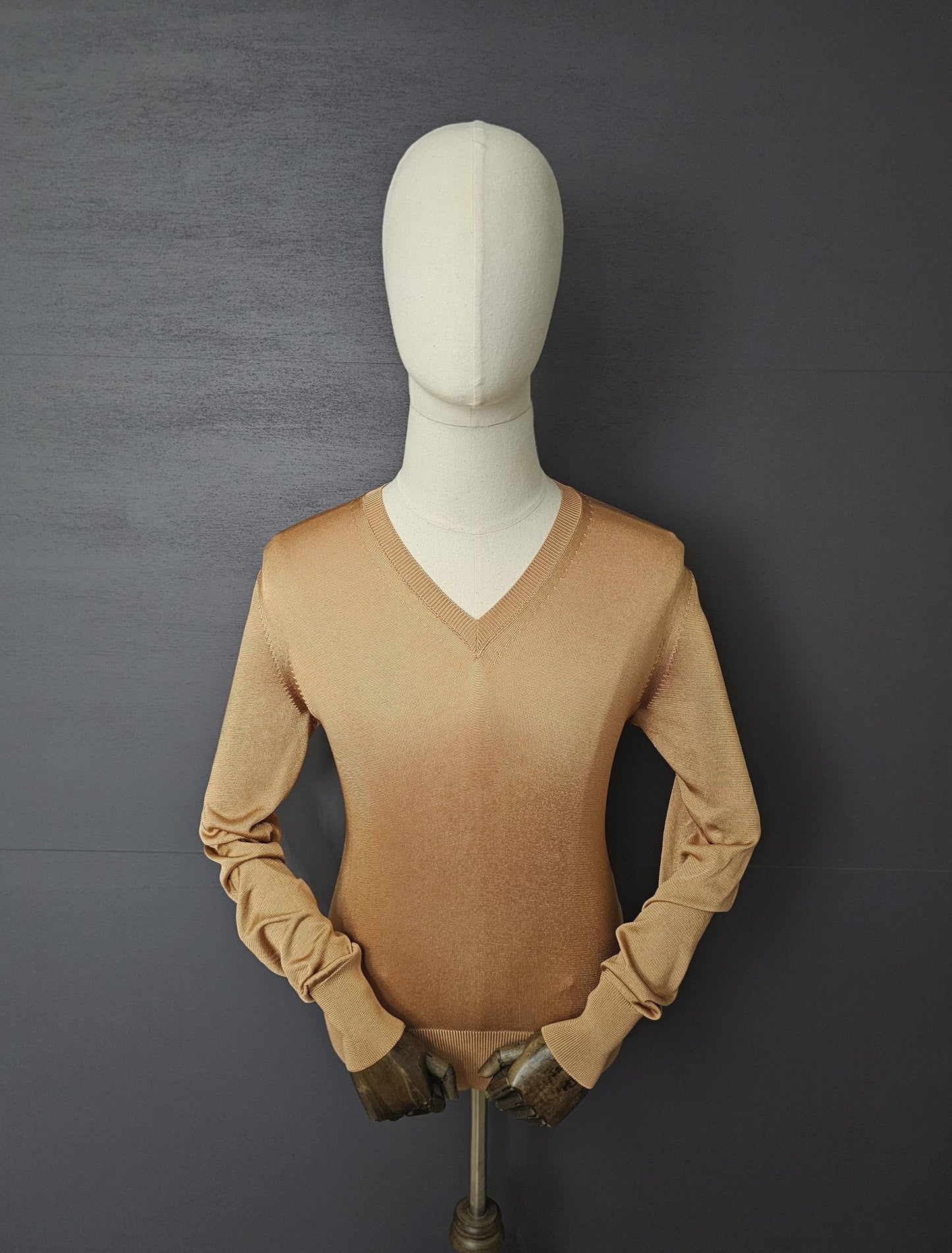 TOM FORD Viscose Salmon V-Neck Sweater