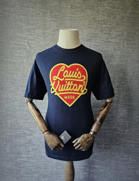 LOUIS VUITTON x NIGO Intarsia Jacquard Heart Crewneck Knit T-Shirt