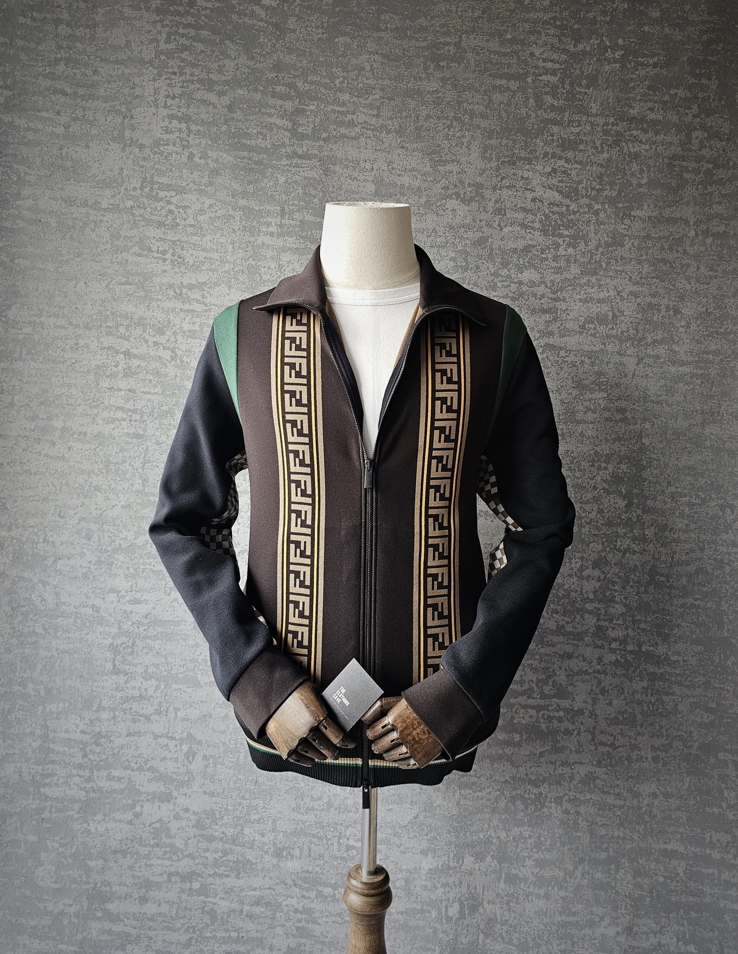 FENDI Logo Trimmed Panelled Stretch-Jersey Track Jacket
