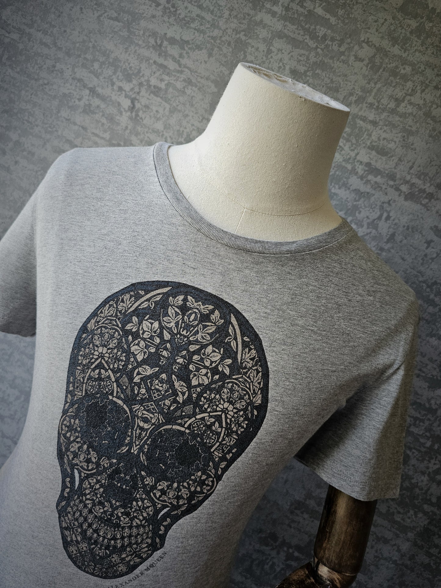 ALEXANDER MCQUEEN Cotton Skull Print Grey T-Shirt