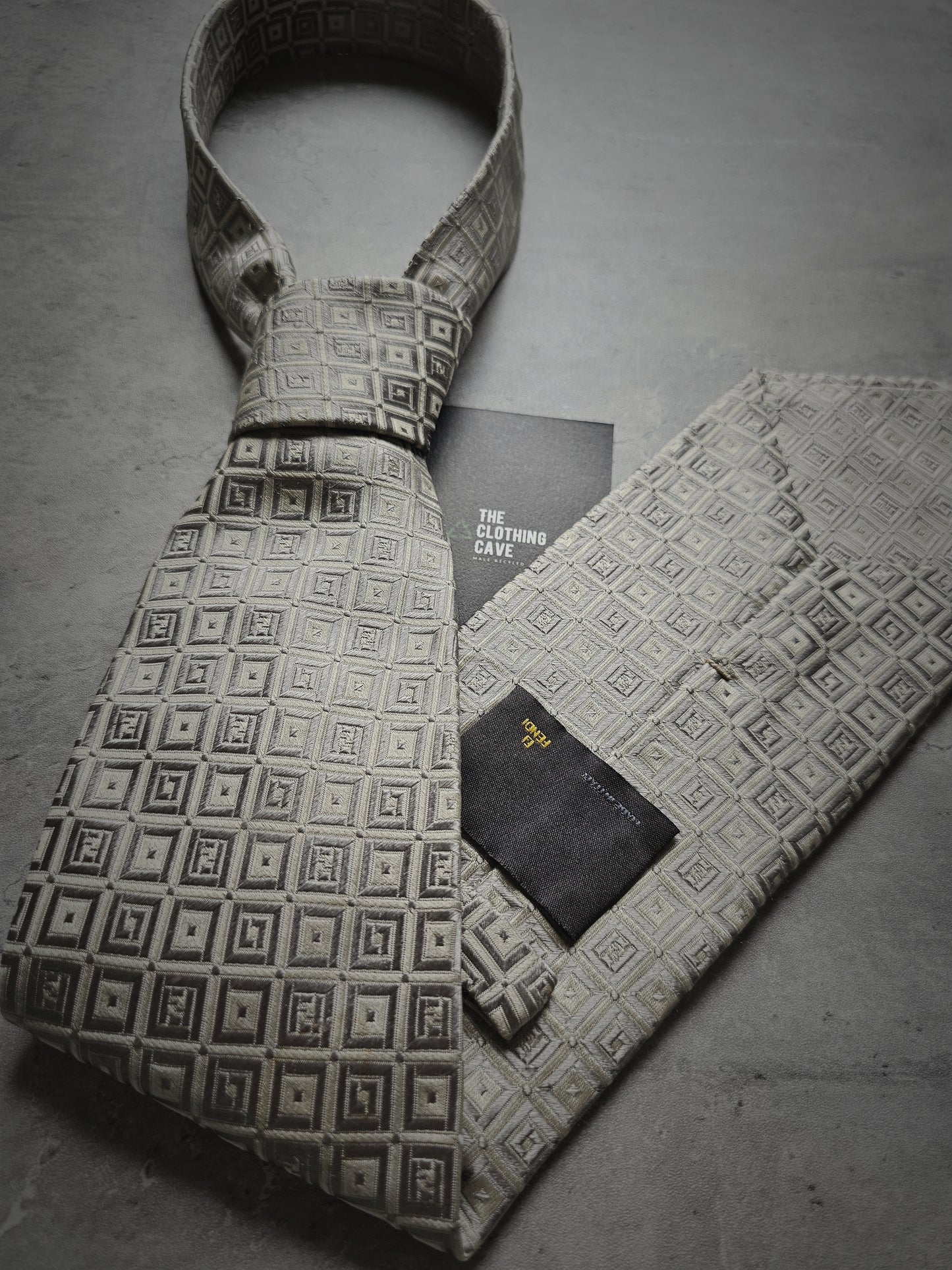 FENDI Embellished Micro FF Motif Silk Tie