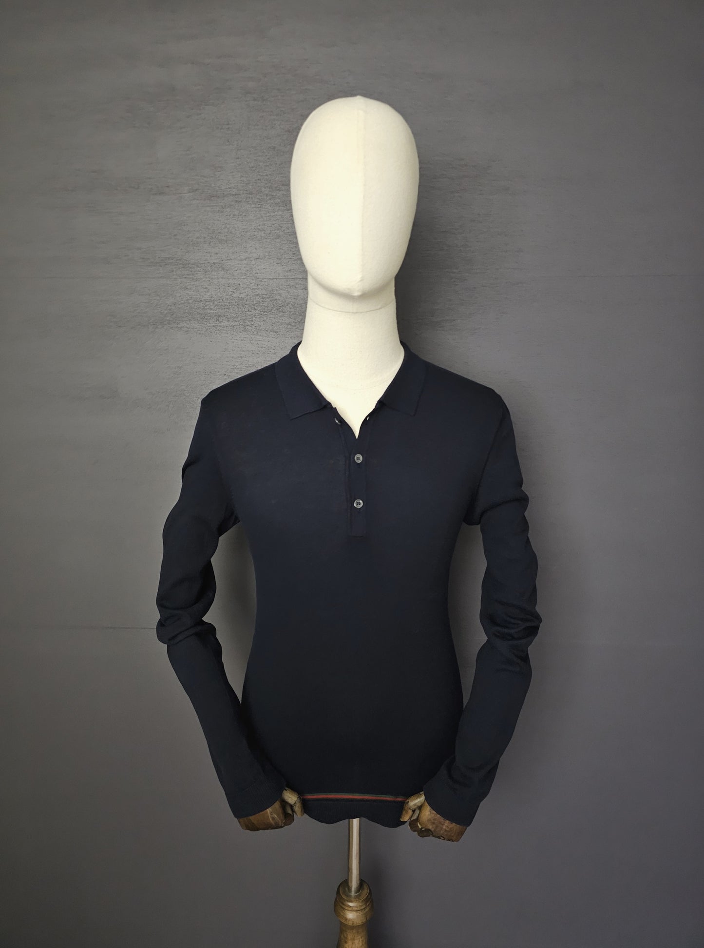 GUCCI Webbed-Hem Fine Knit Polo
