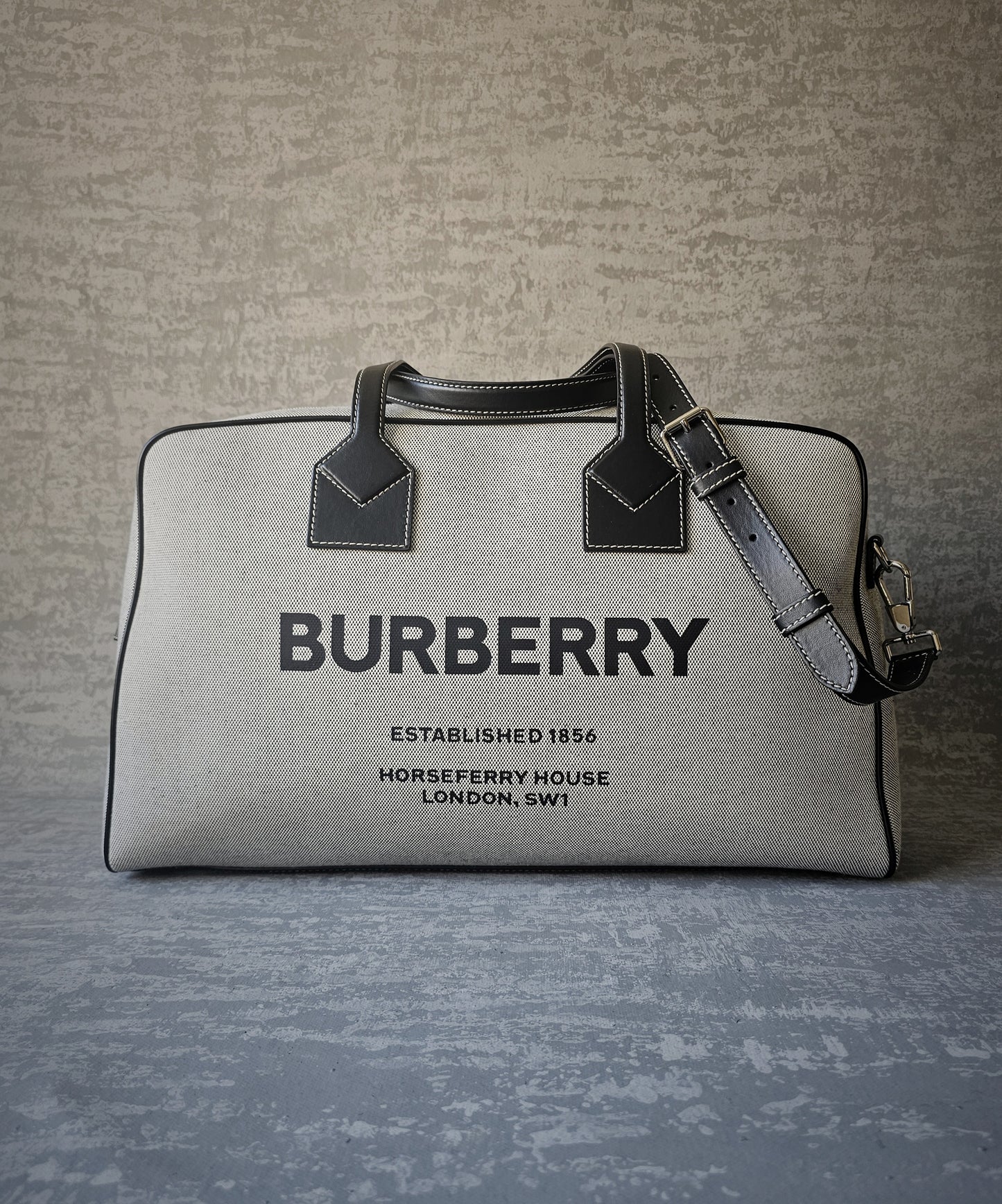 BURBERRY Logo-Print Leather-Trimmed Canvas Holdall