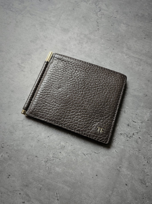TOM FORD TF Small Grain Leather Money Clip Wallet