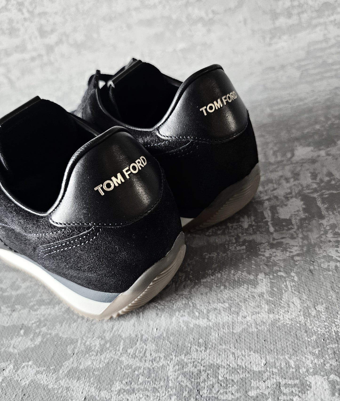 TOM FORD Orford Leather-Trimmed Suede Navy Trainers