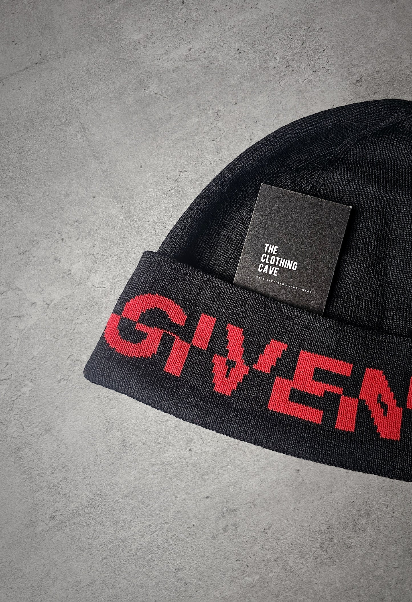 GIVENCHY Red Split Logo Beanie