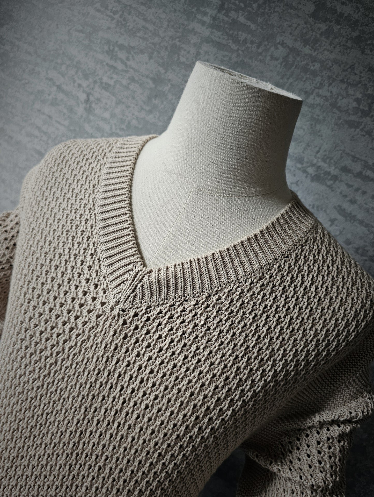 TOM FORD Knitted Cotton V-Neck Beige Sweater