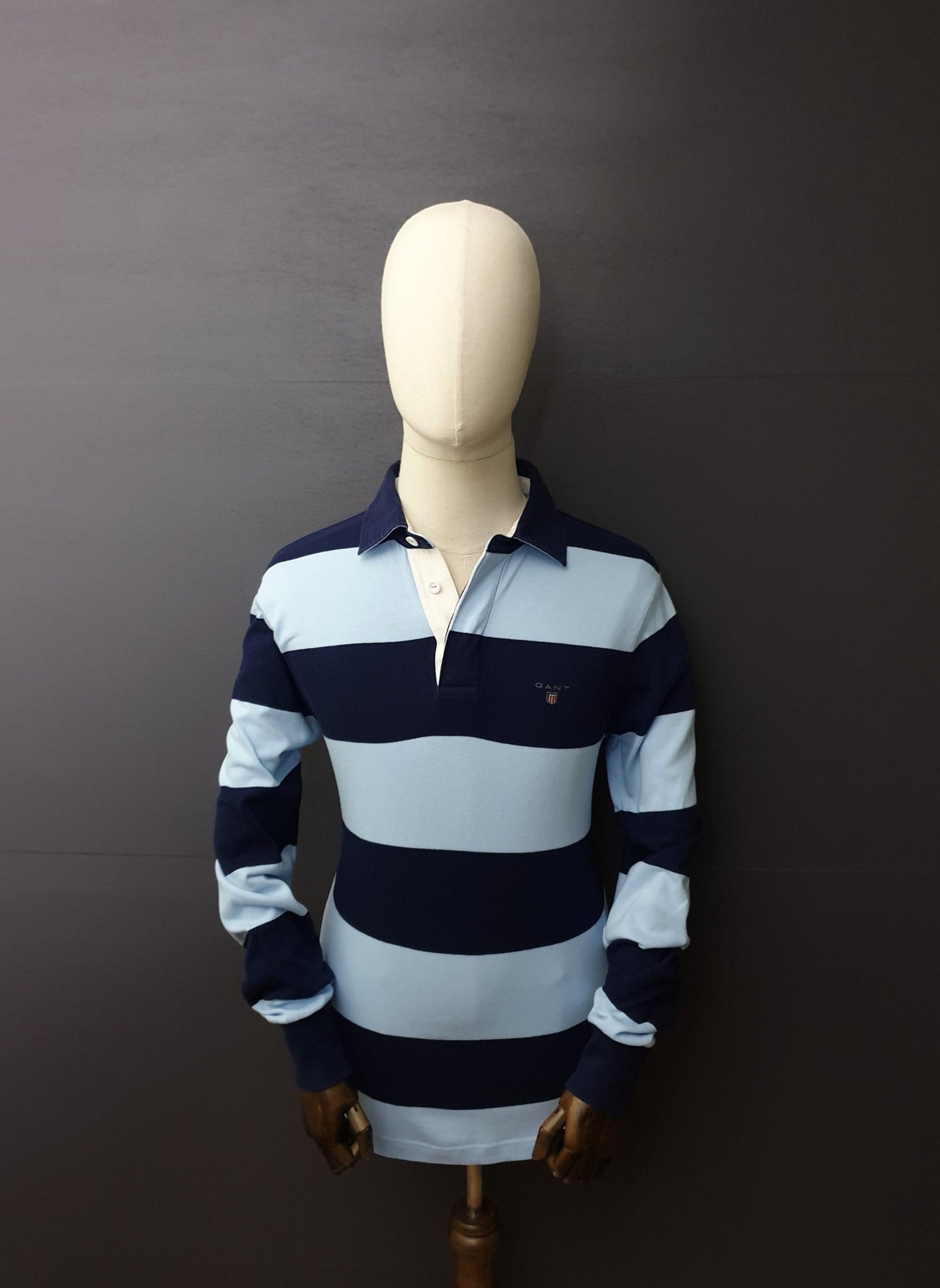 GANT Barstripe Heavy Rugger Rugby Polo in Blue/Navy