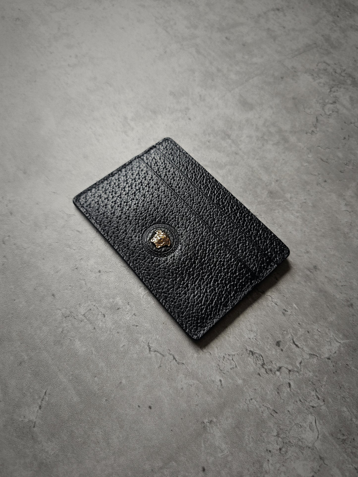 VERSACE Pebble Leather Medusa Icon Card Holder
