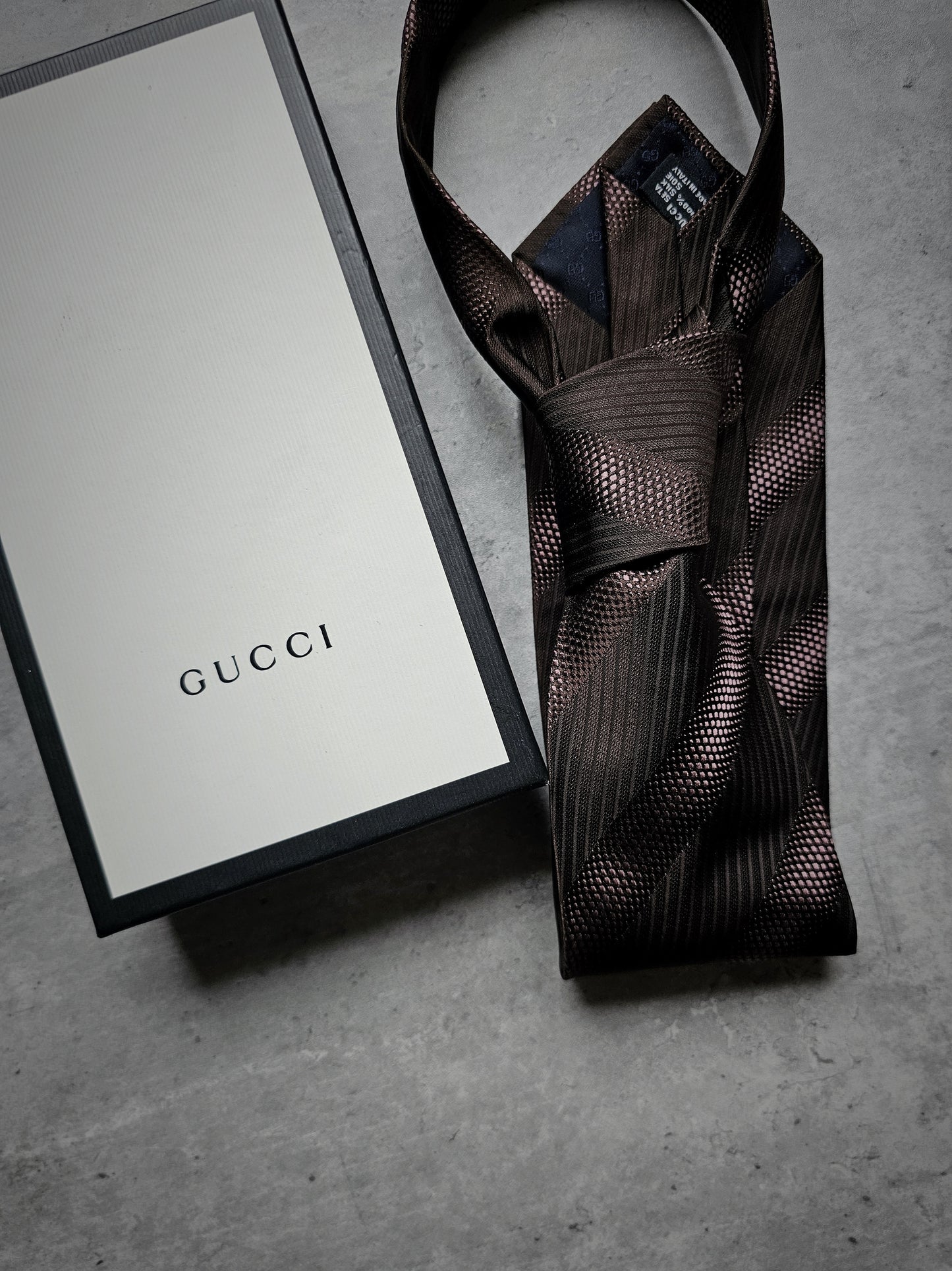 GUCCI Monogrammed Striped Silk Tie