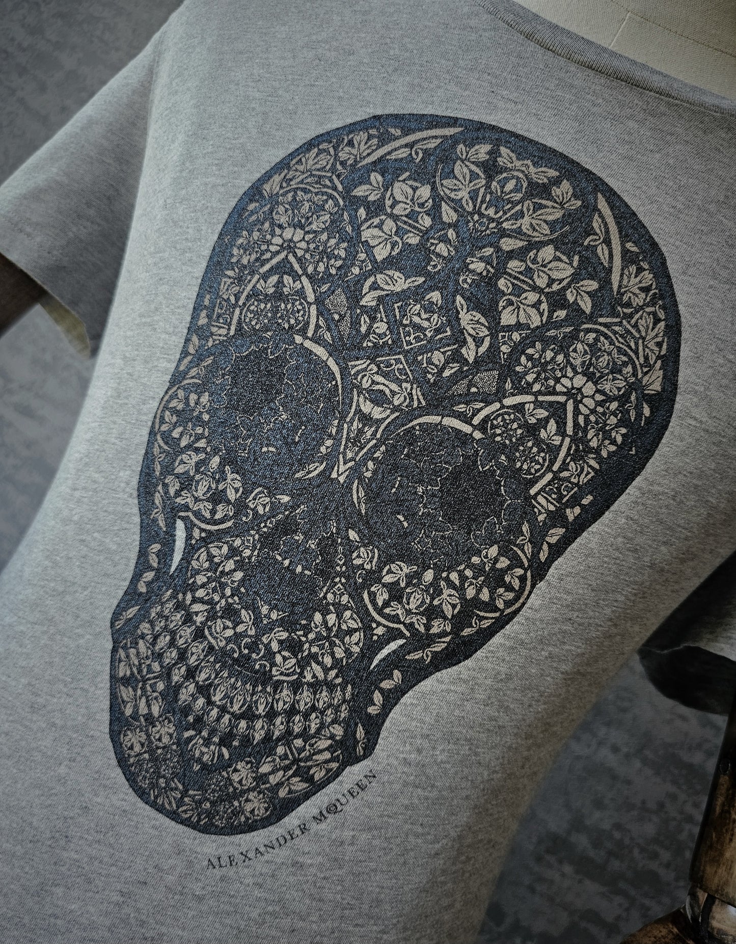 ALEXANDER MCQUEEN Cotton Skull Print Grey T-Shirt