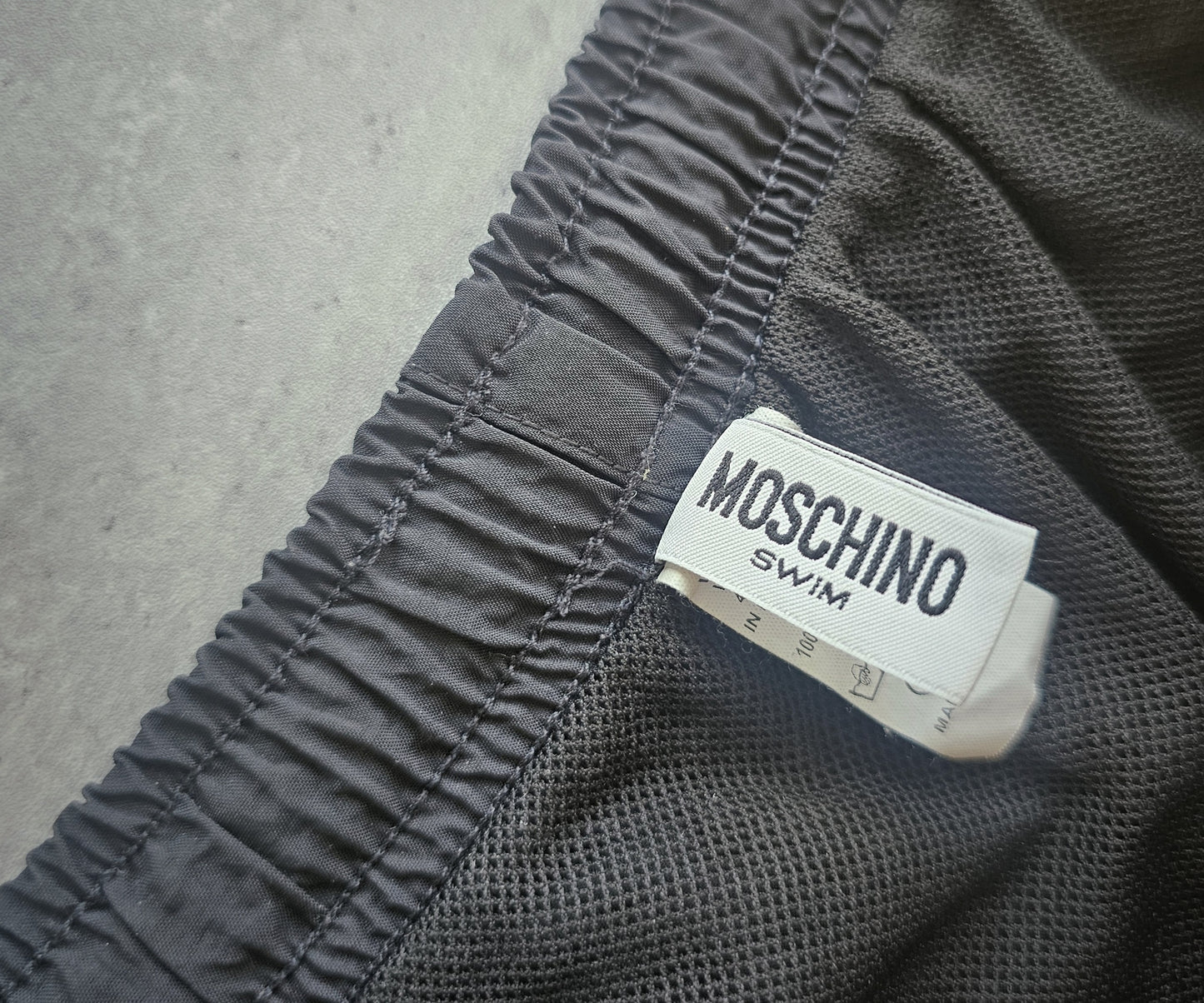 MOSCHINO Gold Foil Logo Black Swim Shorts