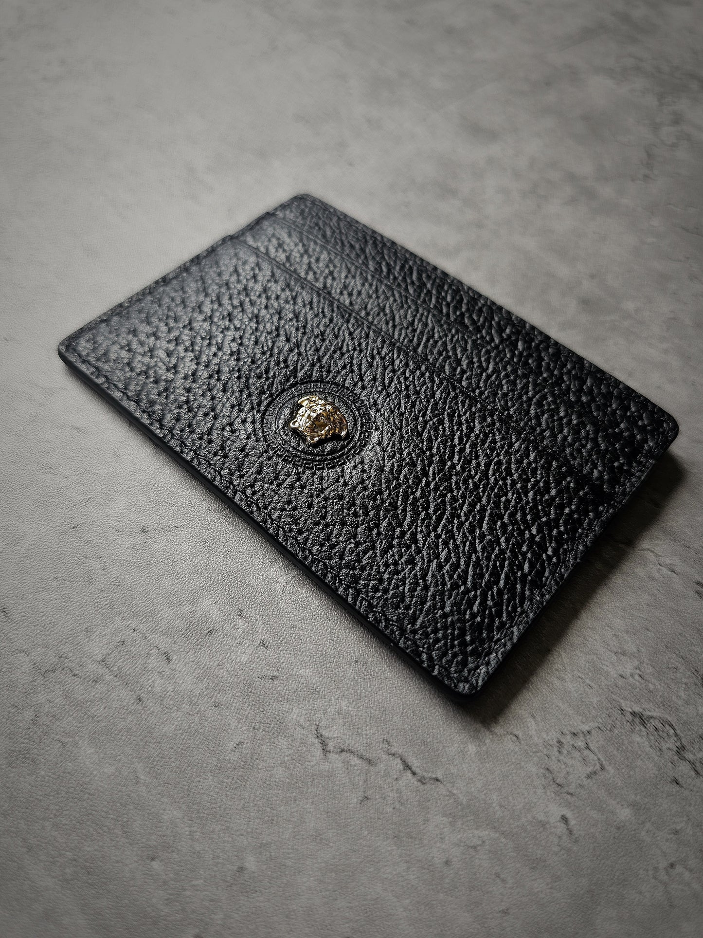 VERSACE Pebble Leather Medusa Icon Card Holder