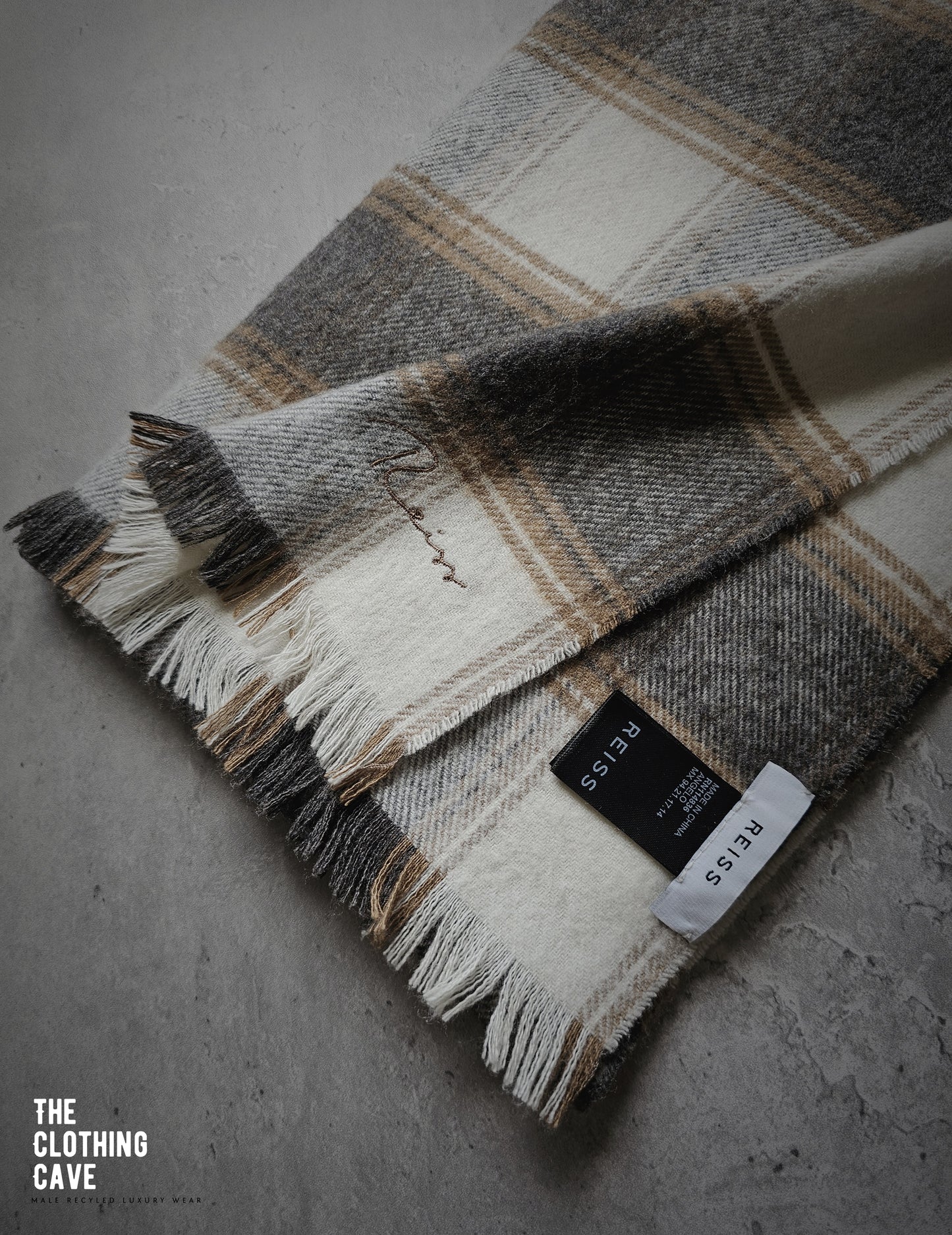REISS Angelo Wool Blend Checked Scarf