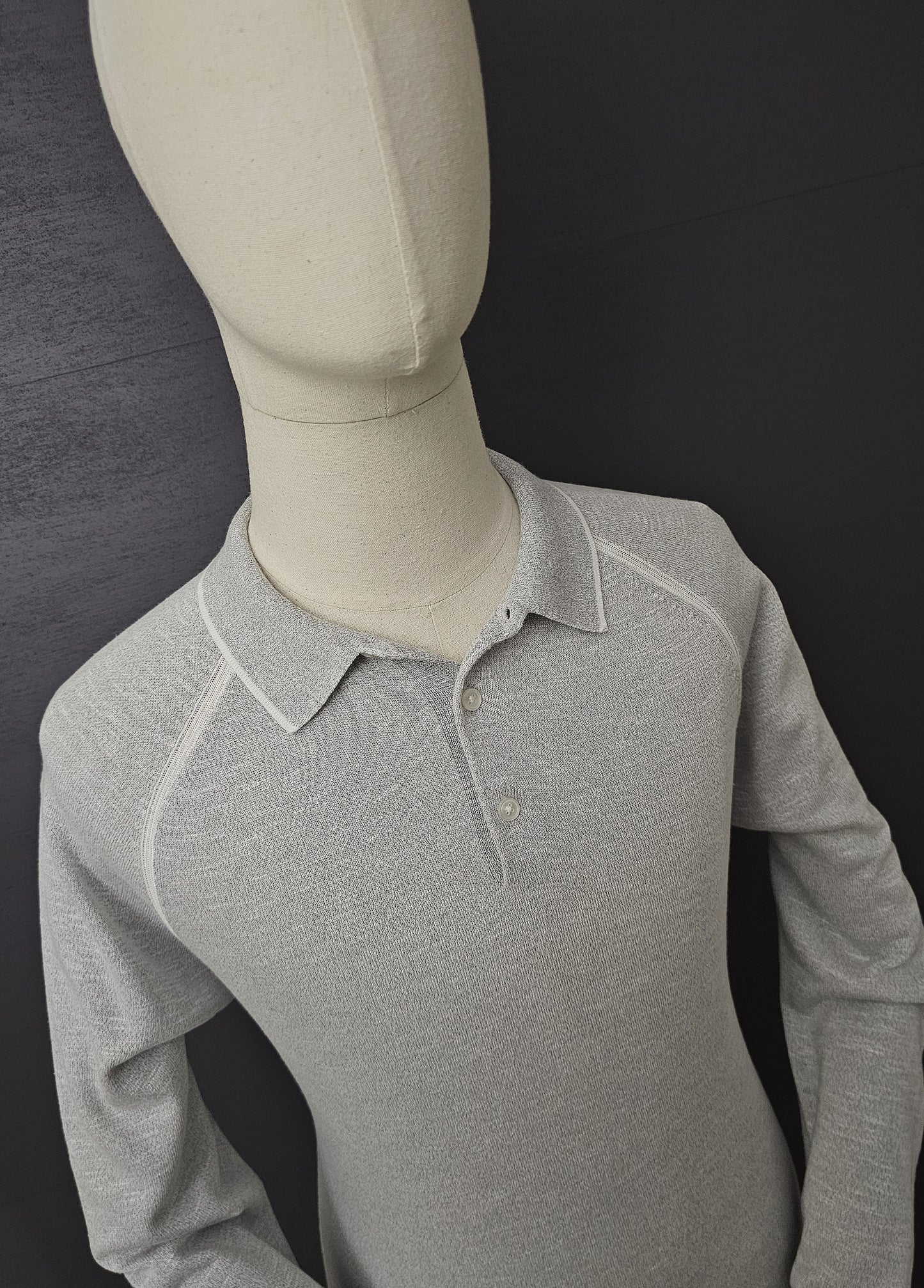 REISS EarlsField Long Sleeve Polo in Grey