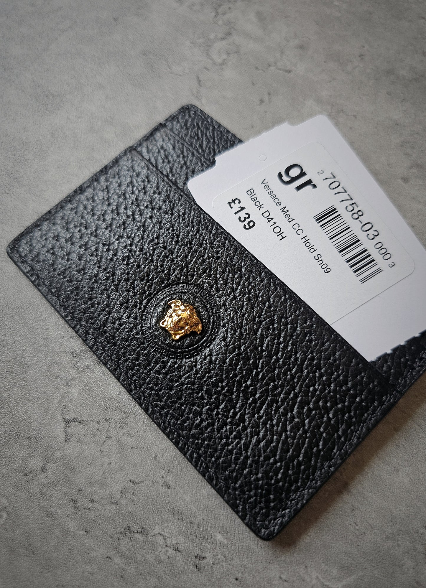 VERSACE Pebble Leather Medusa Icon Card Holder