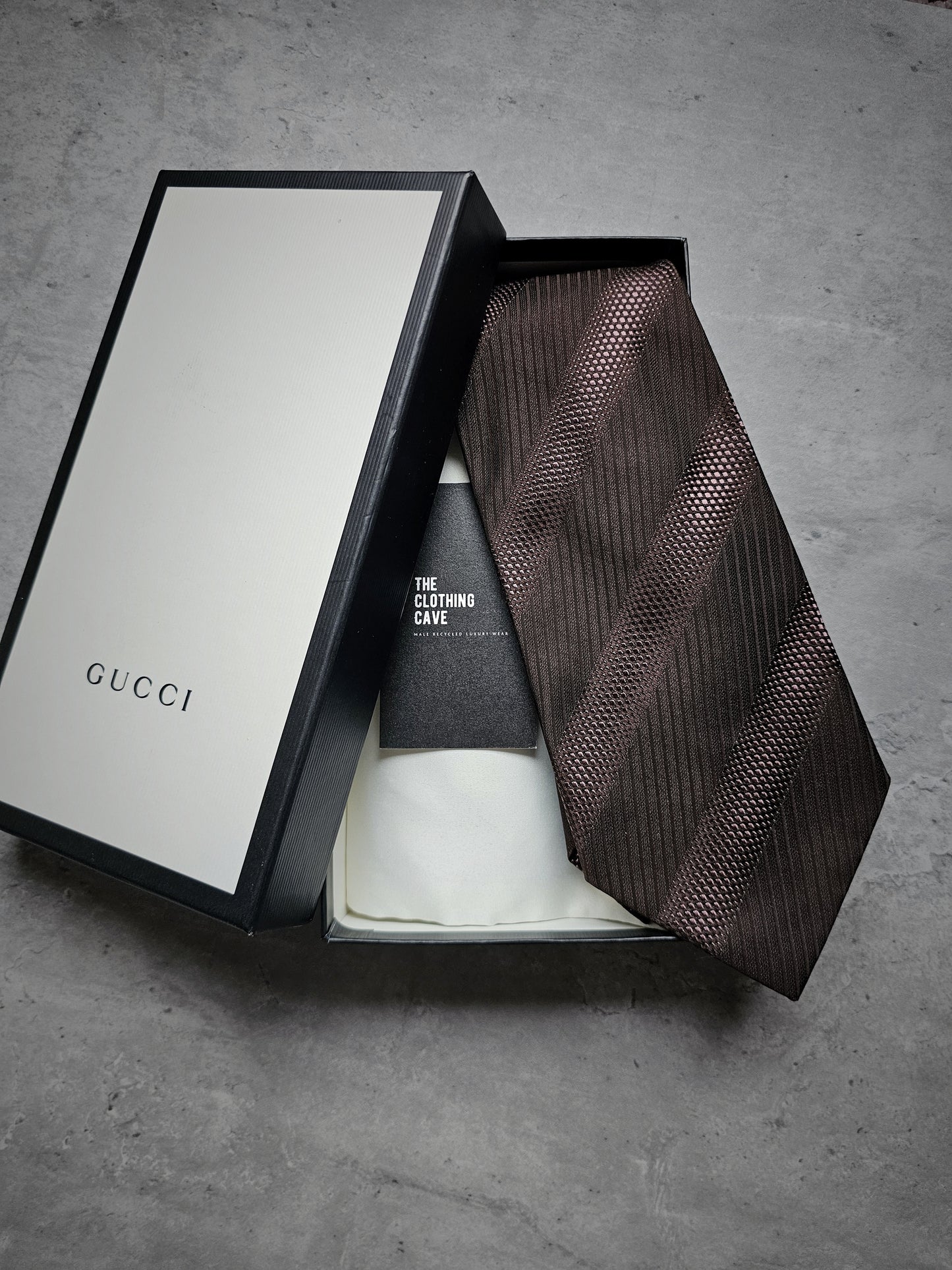 GUCCI Monogrammed Striped Silk Tie