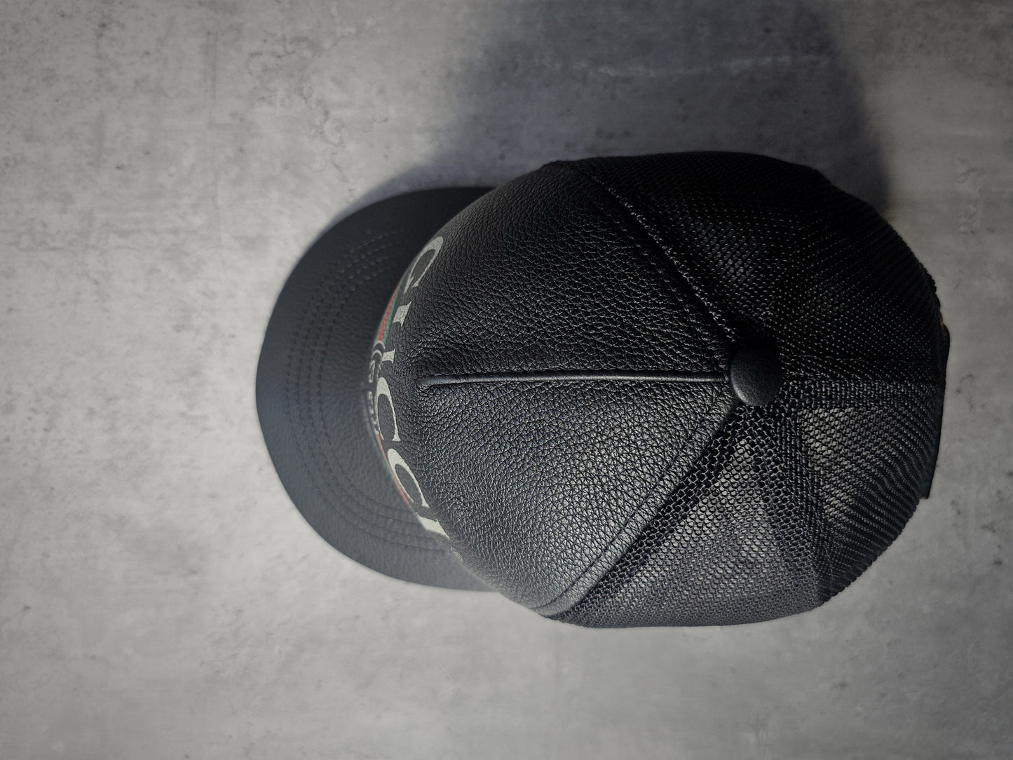 GUCCI Grained Calfskin Logo Tucker Cap
