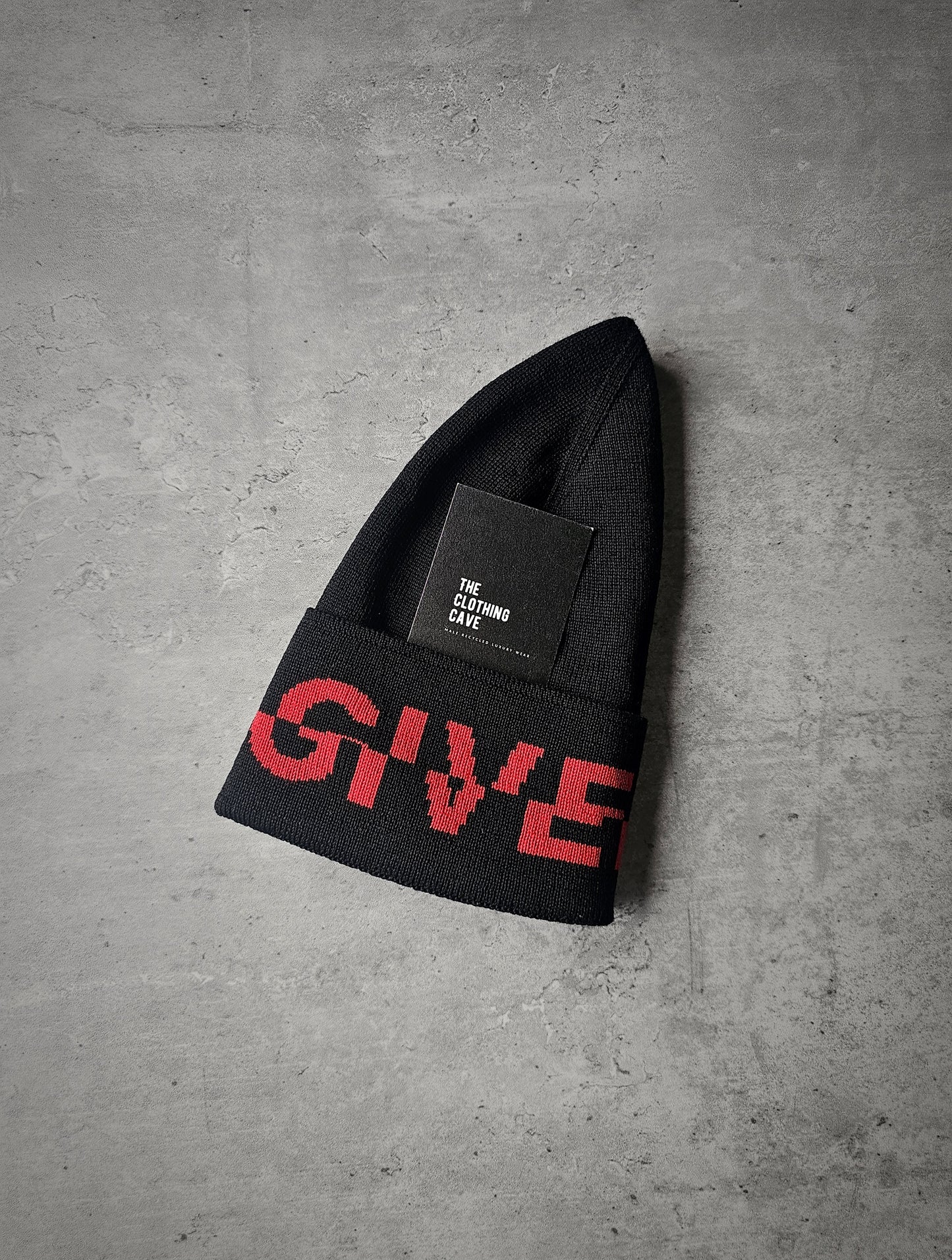 GIVENCHY Red Split Logo Beanie