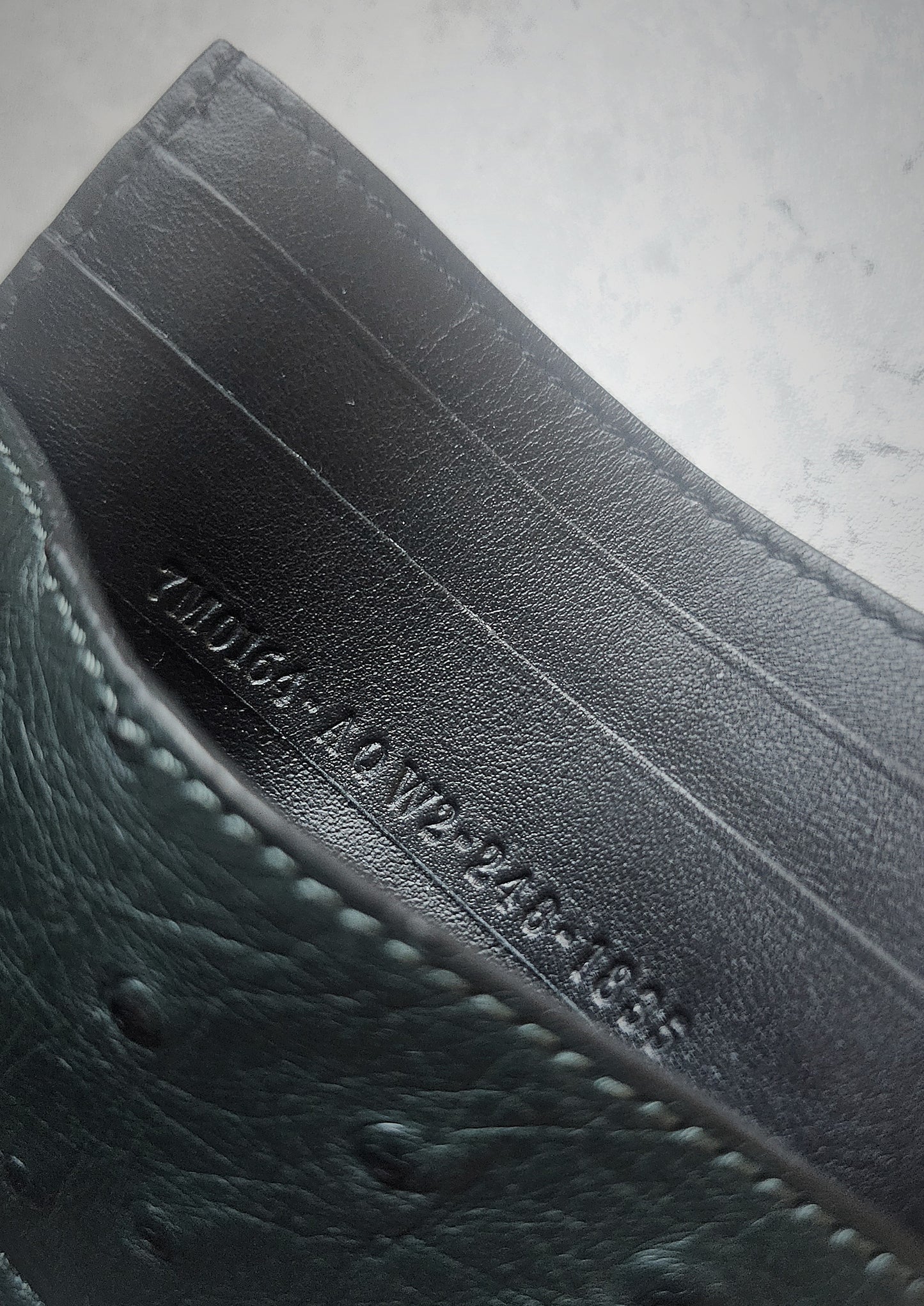 FENDI Green Ostrich Leather Card Holder