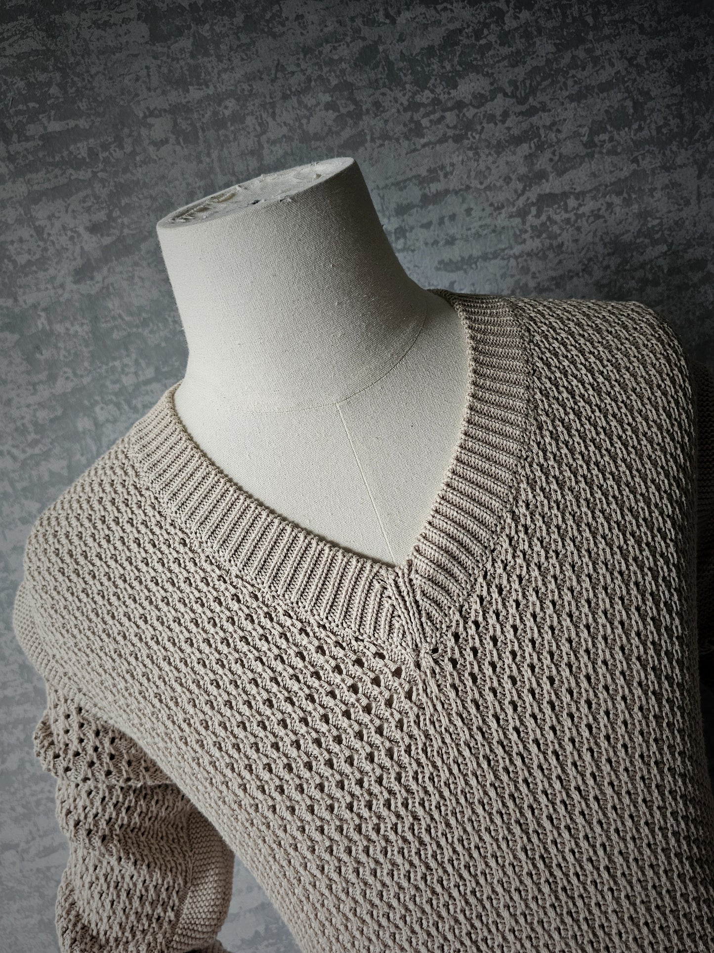 TOM FORD Knitted Cotton V-Neck Beige Sweater