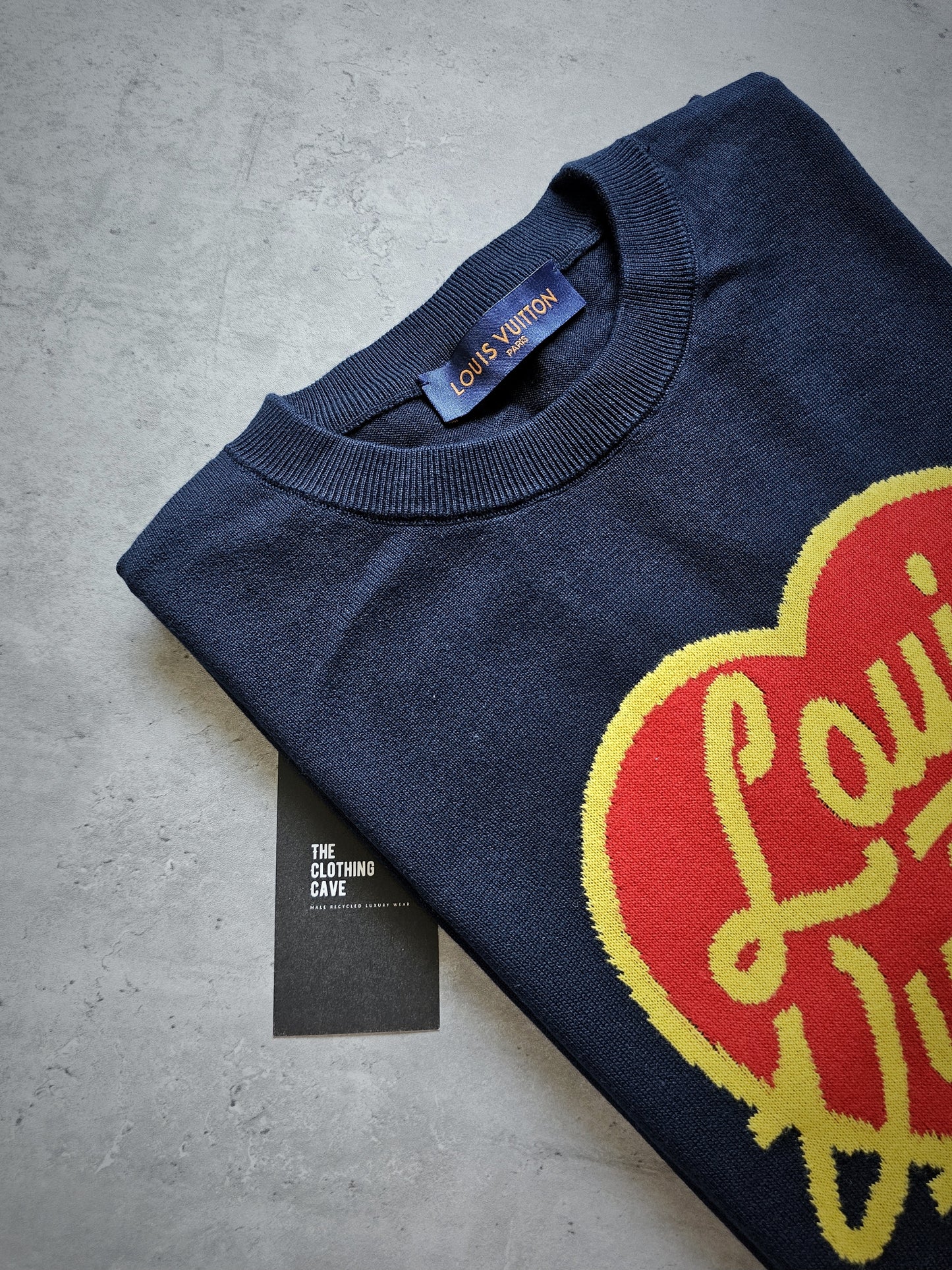 LOUIS VUITTON x NIGO Intarsia Jacquard Heart Crewneck Knit T-Shirt