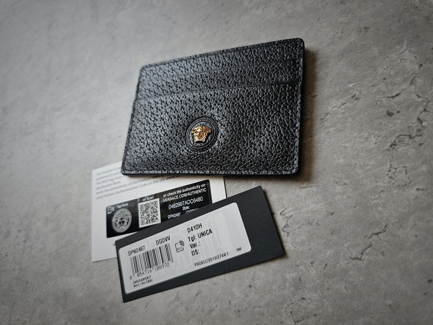 VERSACE Pebble Leather Medusa Icon Card Holder