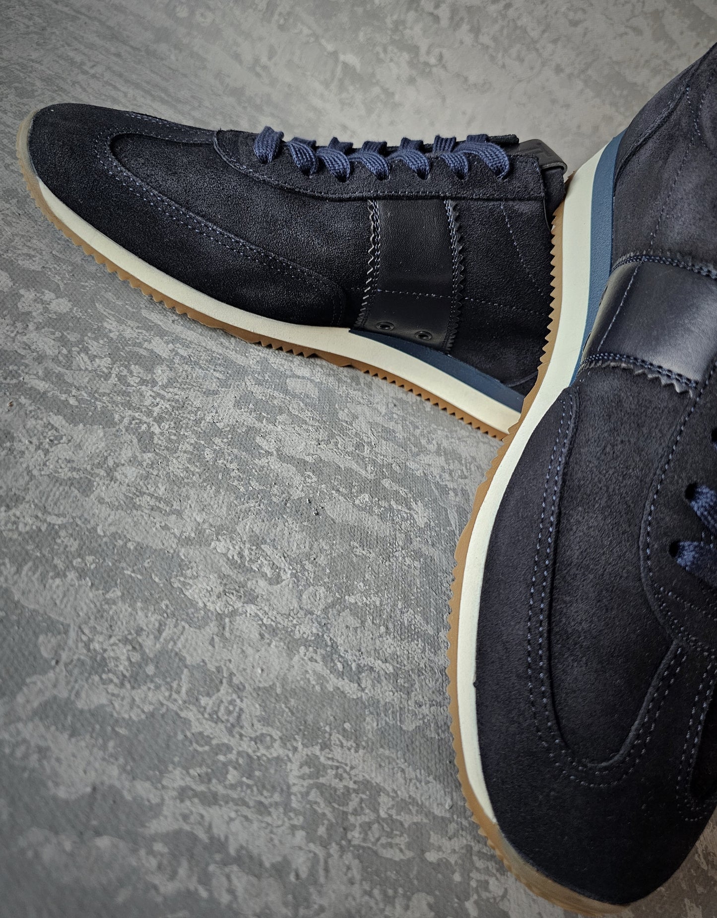TOM FORD Orford Leather-Trimmed Suede Navy Trainers