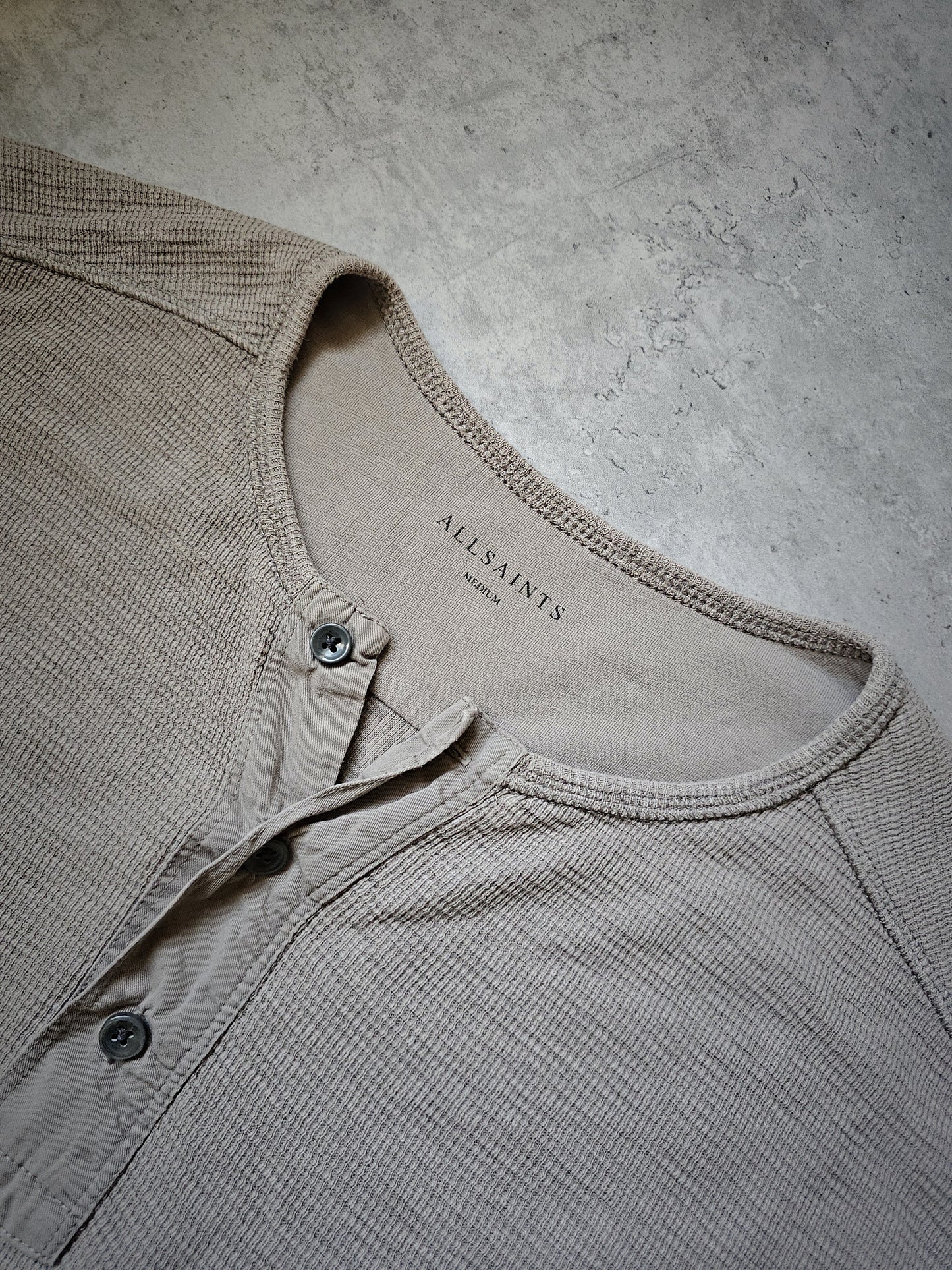 ALL SAINTS Khaki Thermal Long Sleeve Oversized T-Shirt