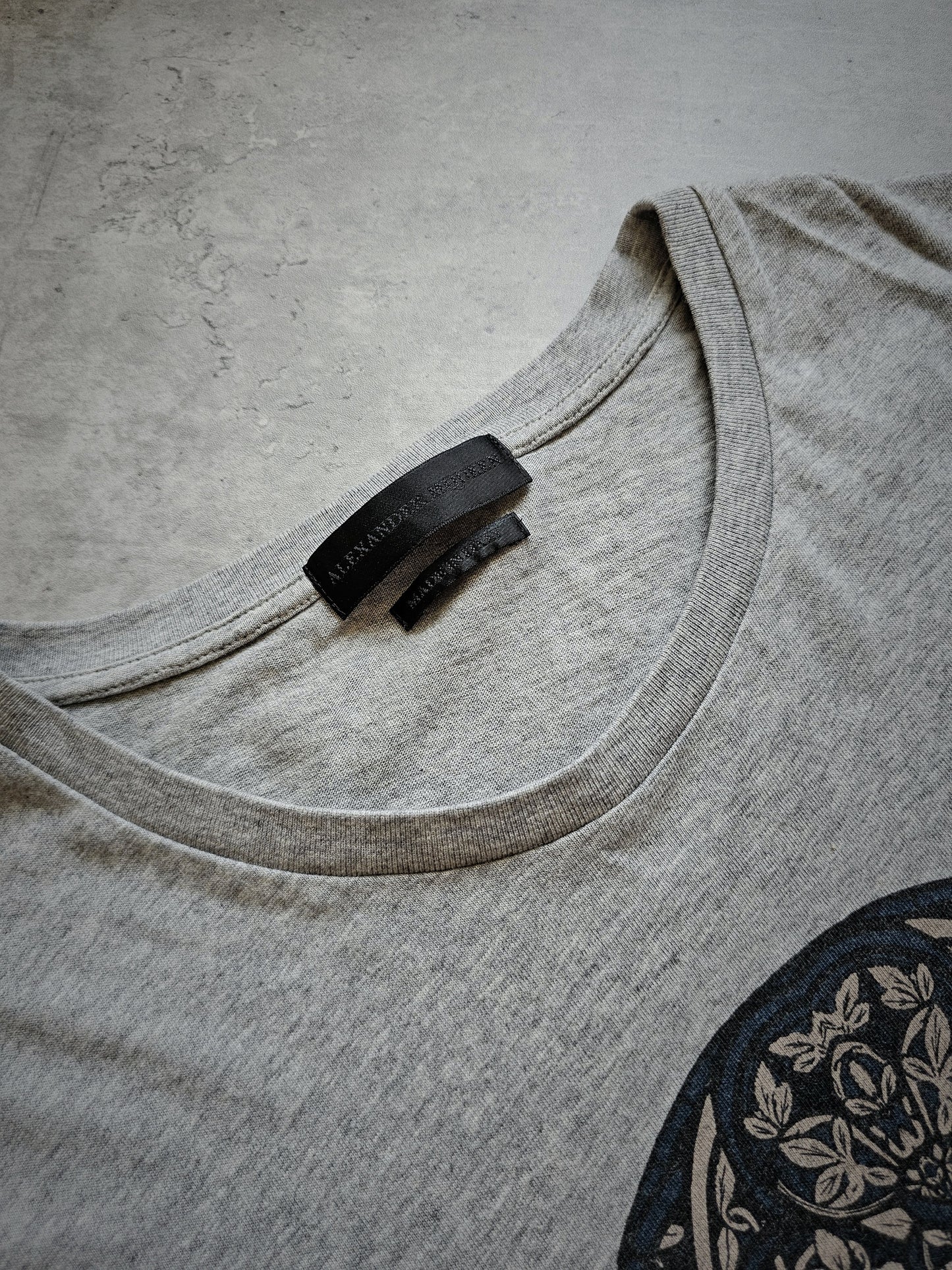 ALEXANDER MCQUEEN Cotton Skull Print Grey T-Shirt