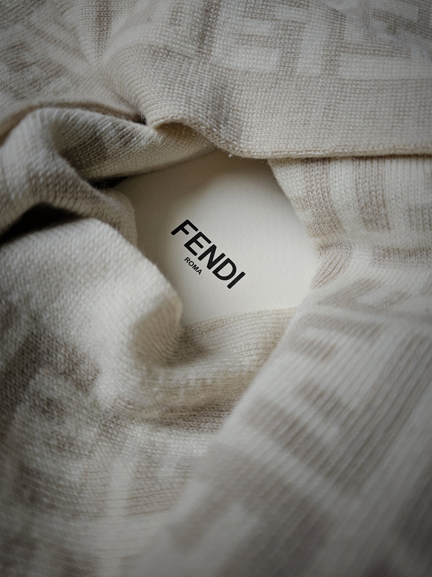FENDI FF Monogram 100% Wool Hat and Scarf Set
