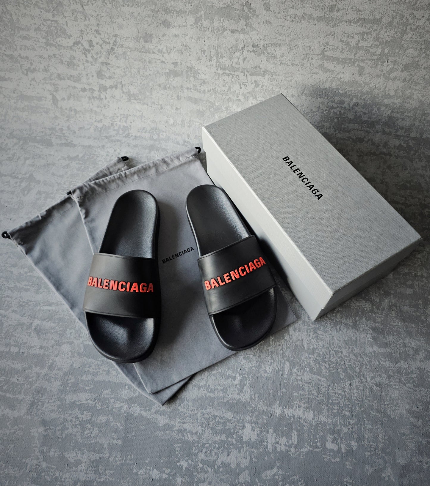 BALENCIAGA Red Logo Sliders