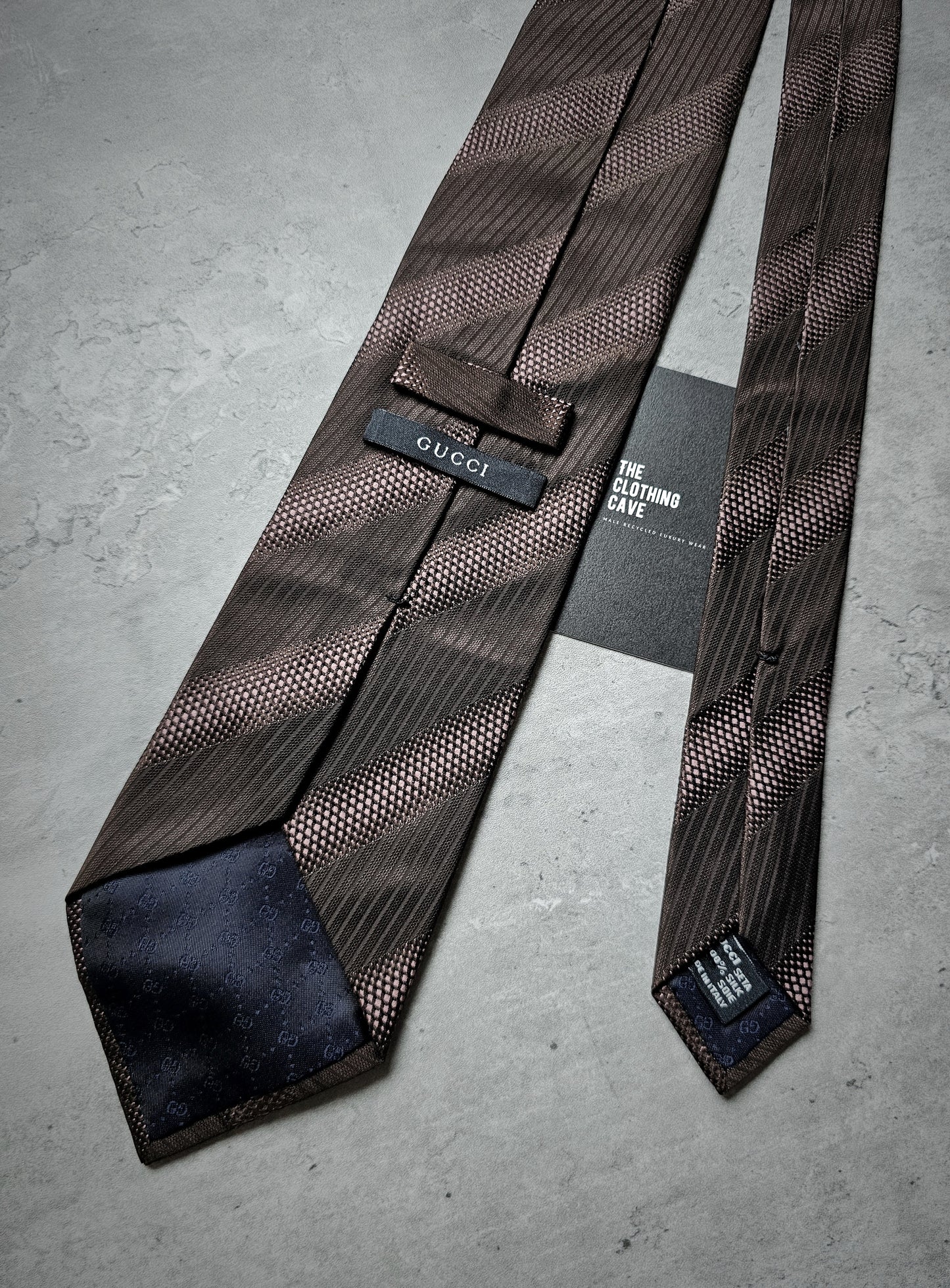 GUCCI Monogrammed Striped Silk Tie