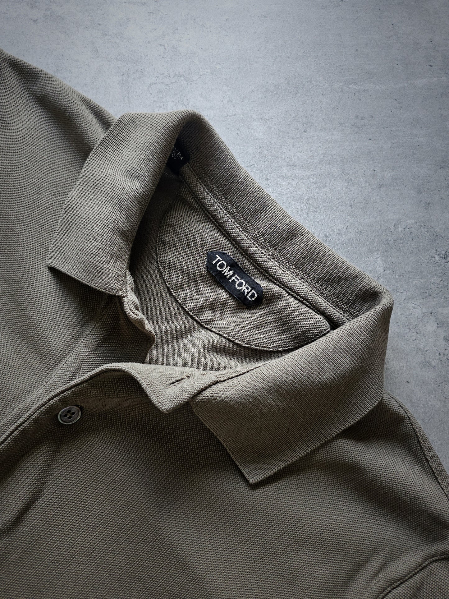 TOM FORD TF Garment-Dyed Cotton Khaki Polo Shirt