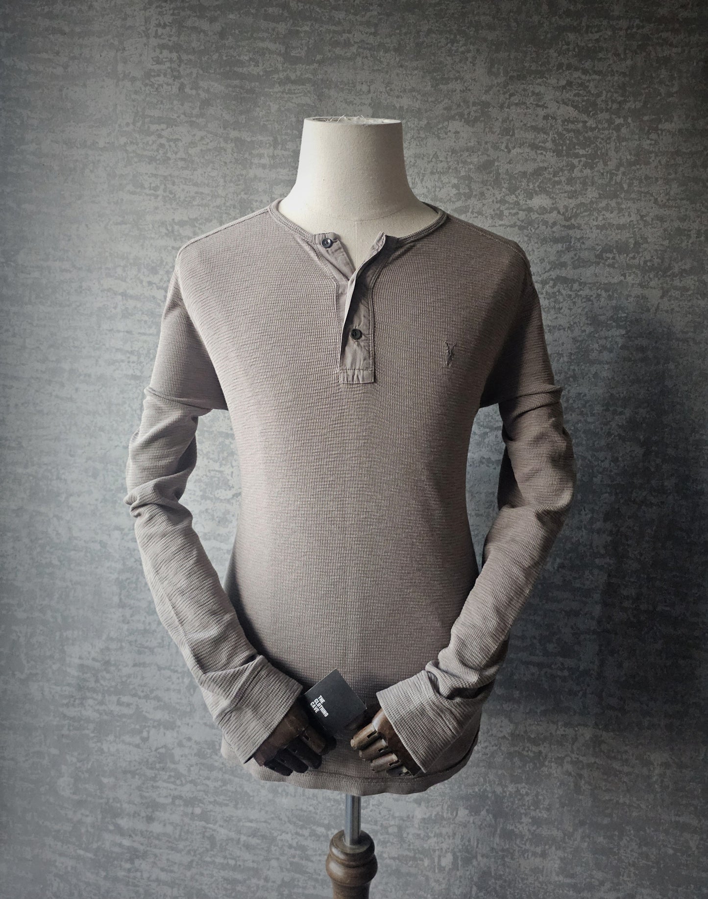 ALL SAINTS Khaki Thermal Long Sleeve Oversized T-Shirt