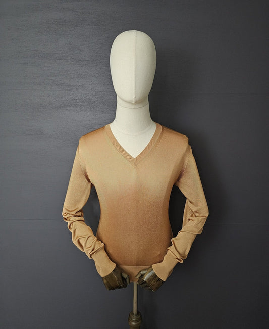 TOM FORD  Viscose Salmon V-Neck Sweater