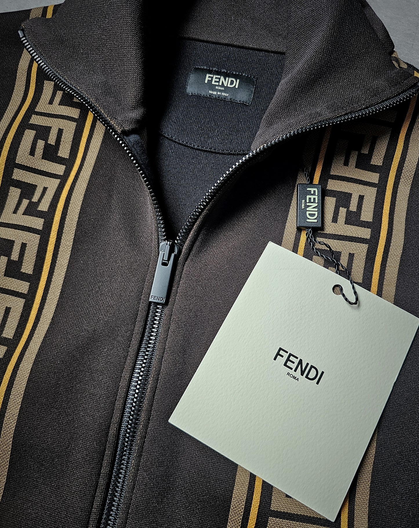 FENDI Logo Trimmed Panelled Stretch-Jersey Track Jacket