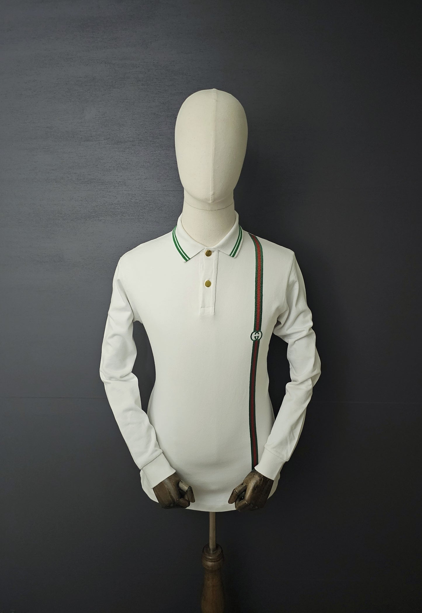 GUCCI Long-Sleeve Stripe Jersey Polo