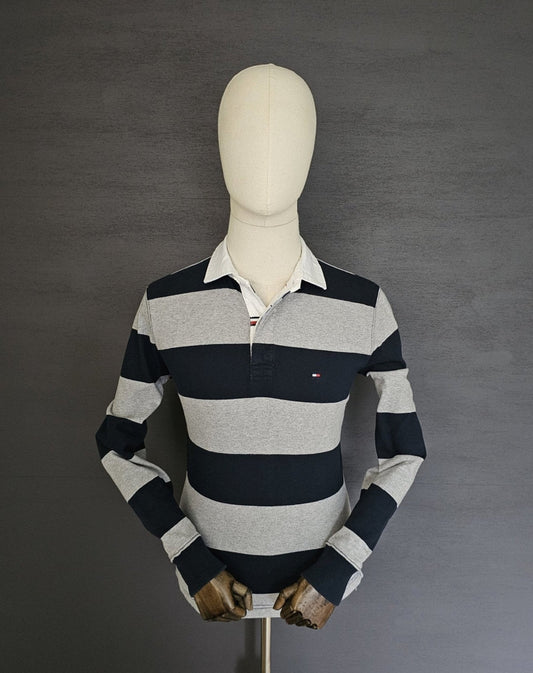 TOMMY HILFIGER  Prep Stripe Rugby Shirt in Navy and Grey