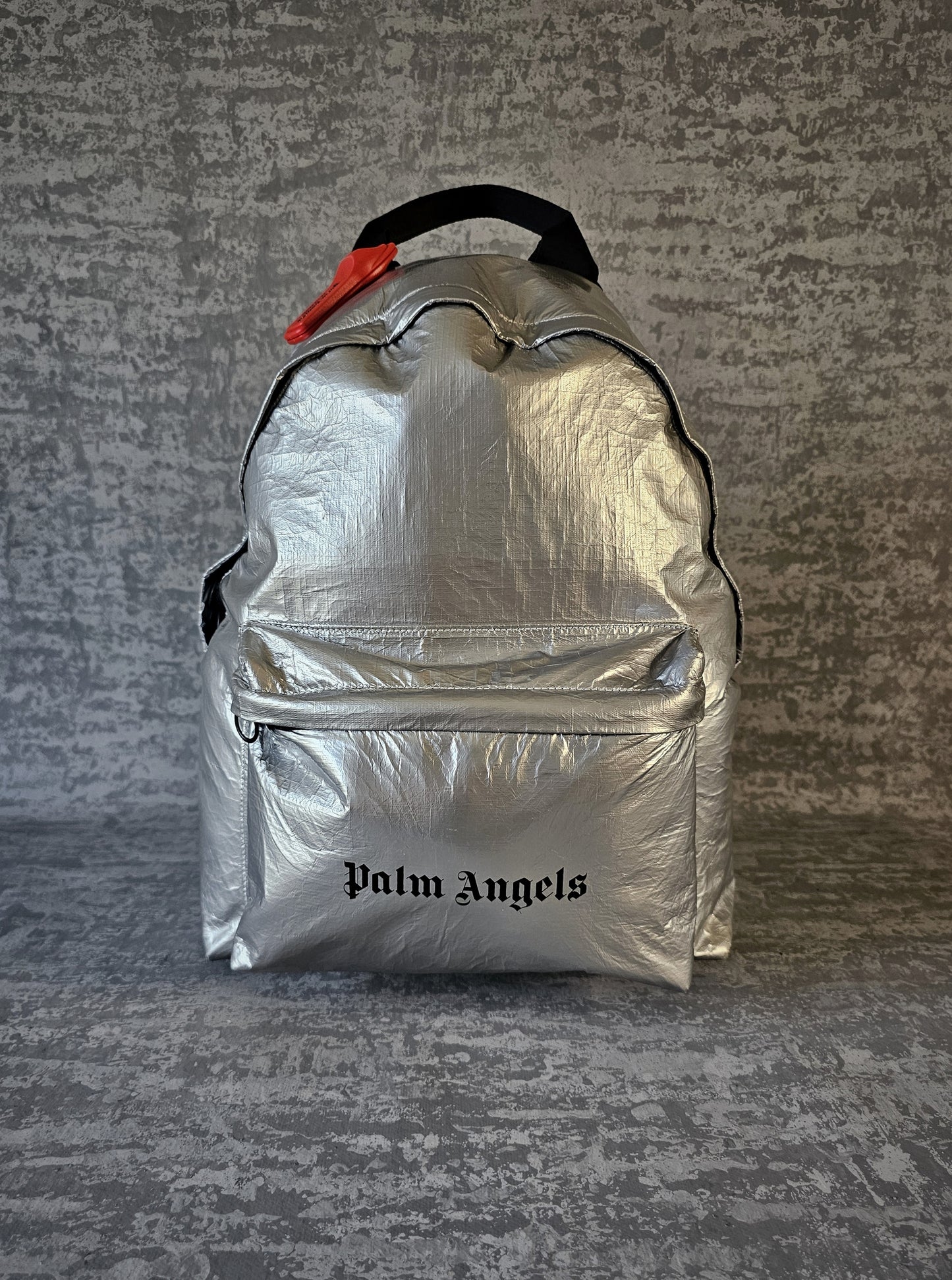 PALM ANGELS Silver Reflective Security Backpack